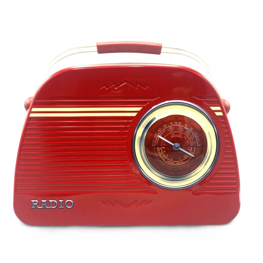 Radio beige, rot oder Keksdose Radio Rundes Rundes rot MediMuc