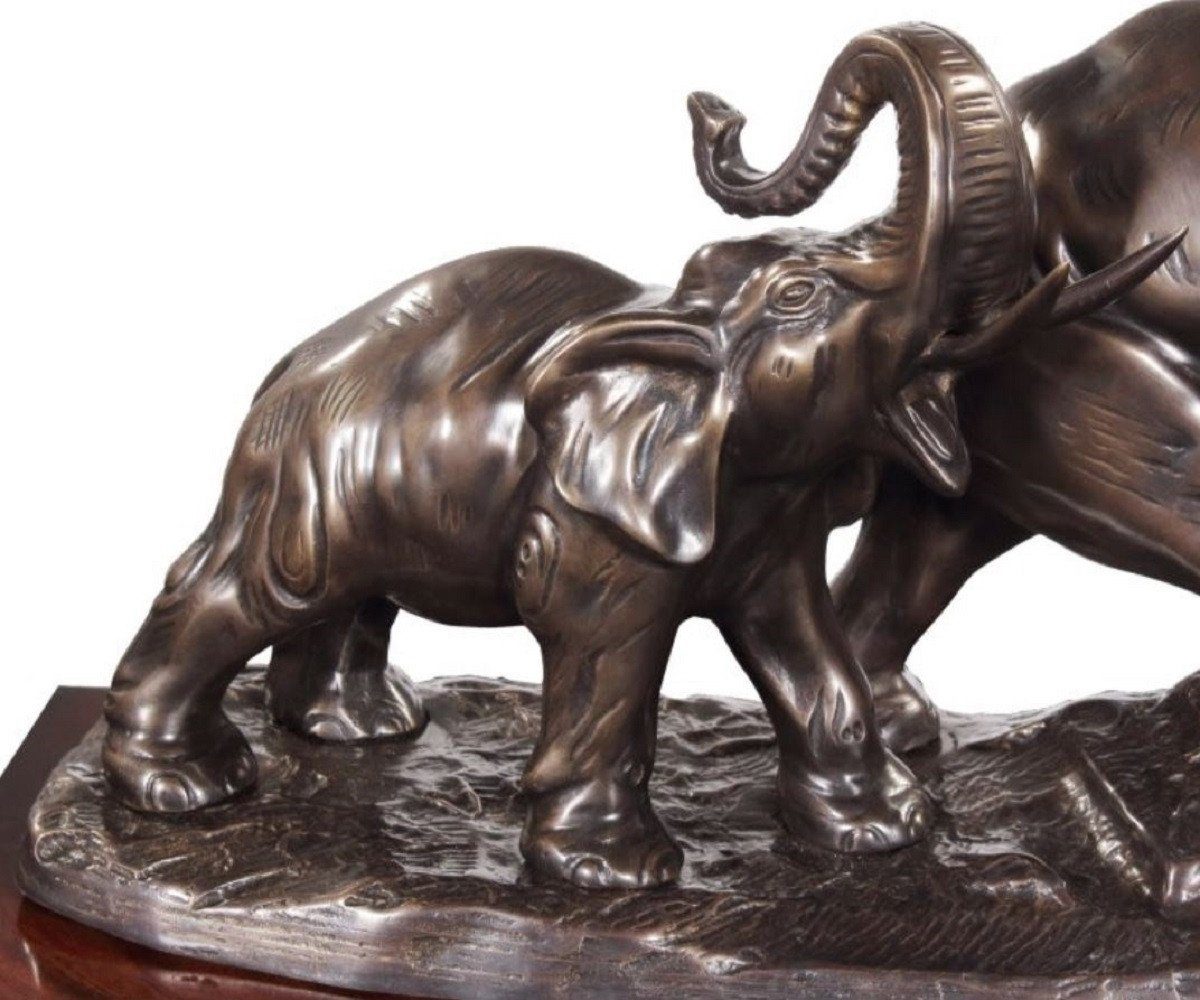 H. Holzsockel 42 Luxus Elefanten Braun cm - Padrino 33 auf Bronze Casa Bronzefiguren Dekofigur x 17 / Bronze x Deko