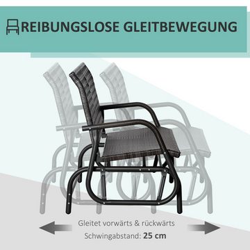 Outsunny Gartenbank Schaukelbank, Polyrattan Schaukelbank 2-Sitzer Loveseat Gartenschaukel Outdoor Grau