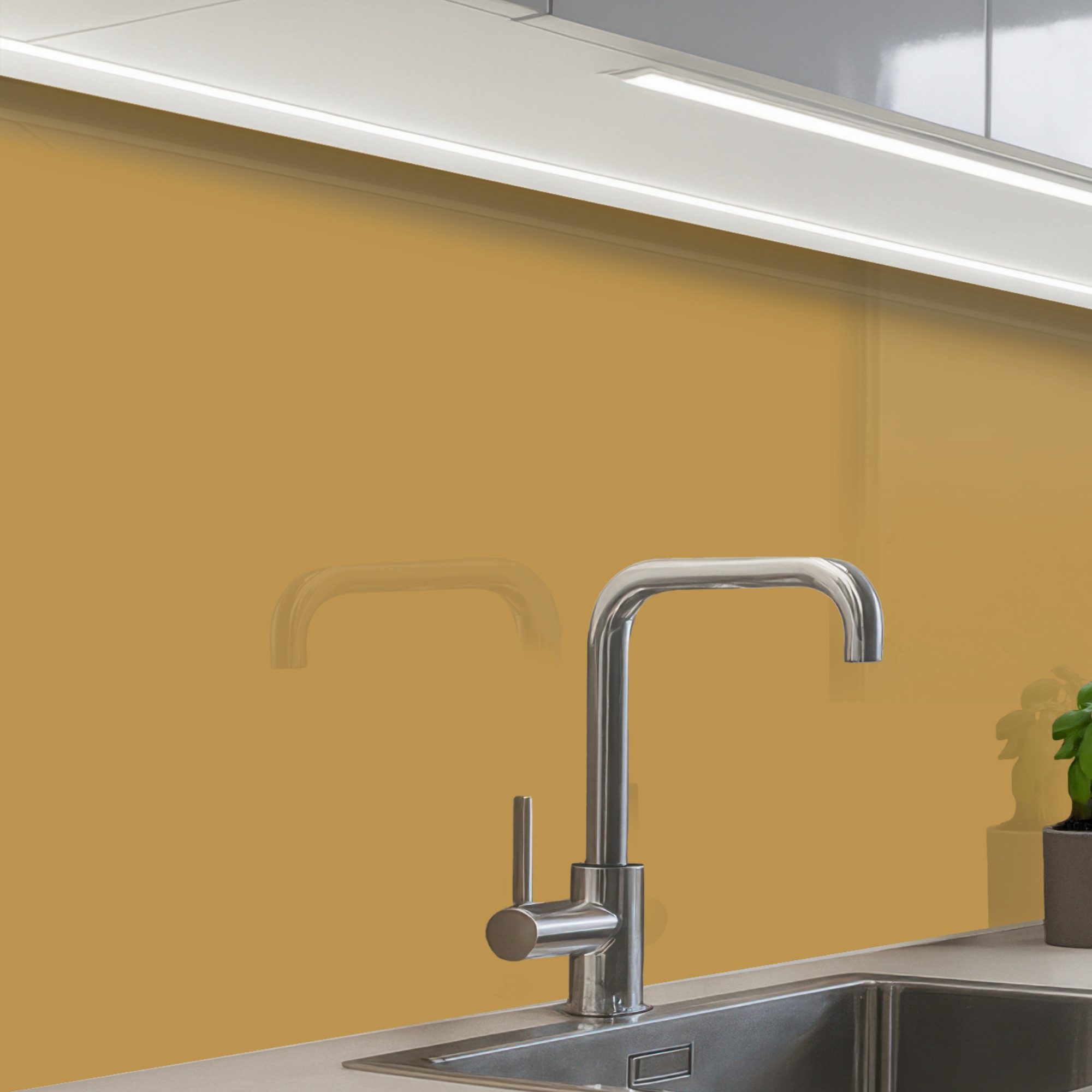 KitchenYeah Küchenrückwand selbstklebend Ockergelb - Farbe - Herbst - Gelb - Fest - Farben, (1-tlg), Spritzschutz, Küche, Rückwand, Küchenwand, Küchenfront, 80x60 cm