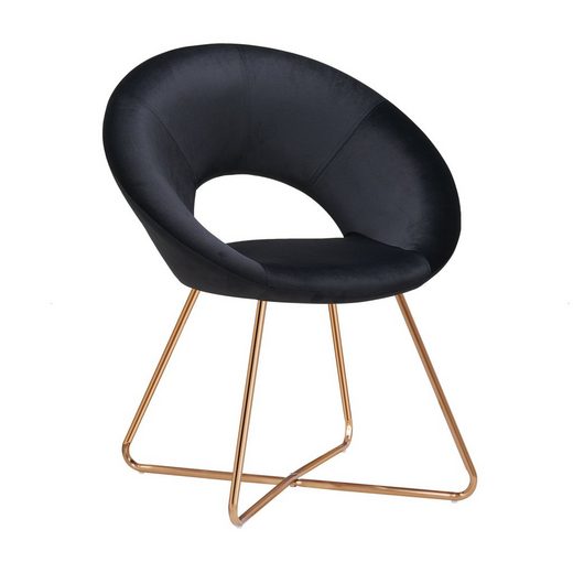 DUHOME Loungesessel Esszimmerstuhl Wohnzimmerstuhl aus Samt, Polsterstuhl Sessel, Gold Metallbeine Samt Schwarz