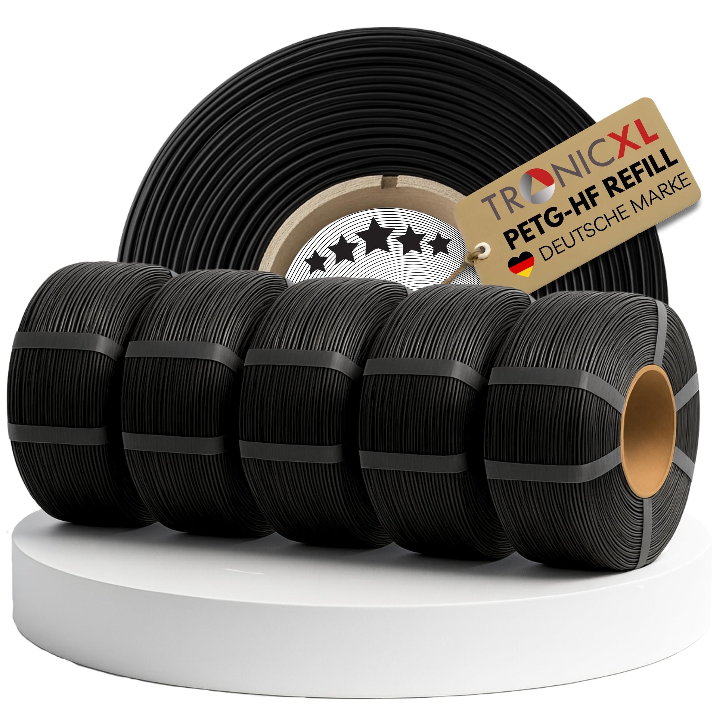 TronicXL Filament 5kg Refill Filament PETG-HF für Bambu Lab 3D Принтеры schwarz 1,75mm, für Bambulab Leerspule 3D Druck Zubehör