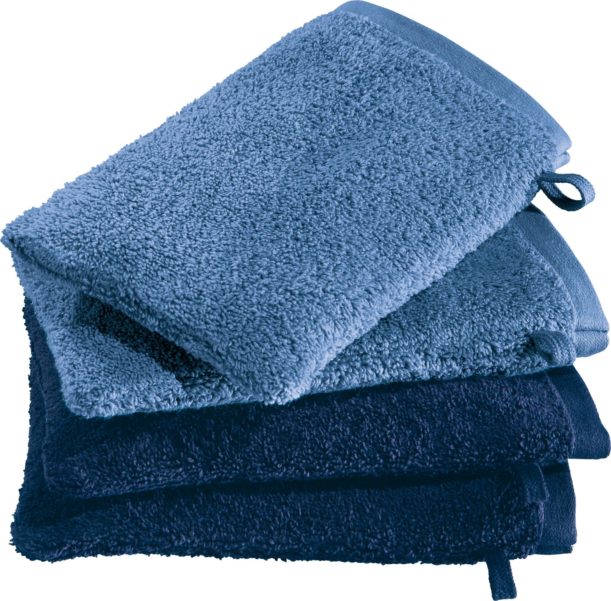 Erwin Müller Waschhandschuh Waschhandschuhe "Bühl" 4er-Pack, Frottier, Walk-Frottier Uni