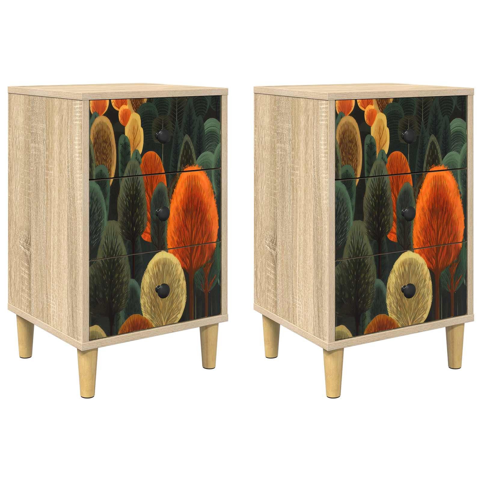 vidaXL Nachttisch Nachttisch BONN 2 stk. Sonoma-Eiche 36 x 33 x 60 cm (2-St)