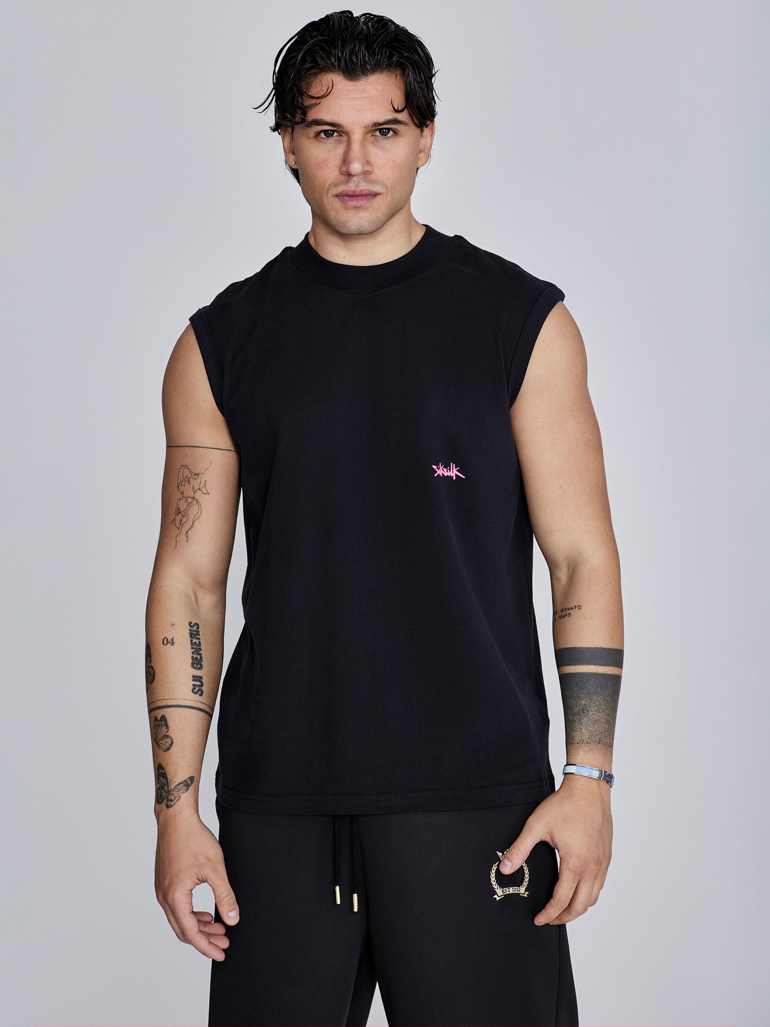 Siksilk Tanktop SikSilk Herren Schwarz Pink günstig online kaufen