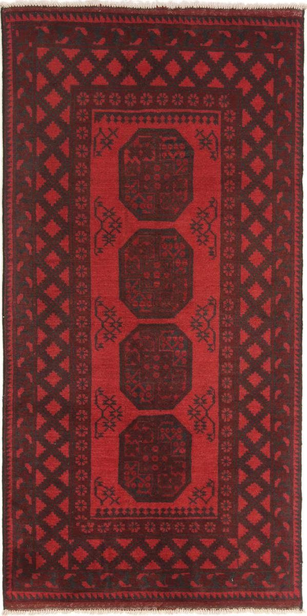 Orientteppich Afghan Akhche 98x194 Handgeknüpfter Orientteppich Läufer, Nain Trading, rechteckig, Höhe: 6 mm
