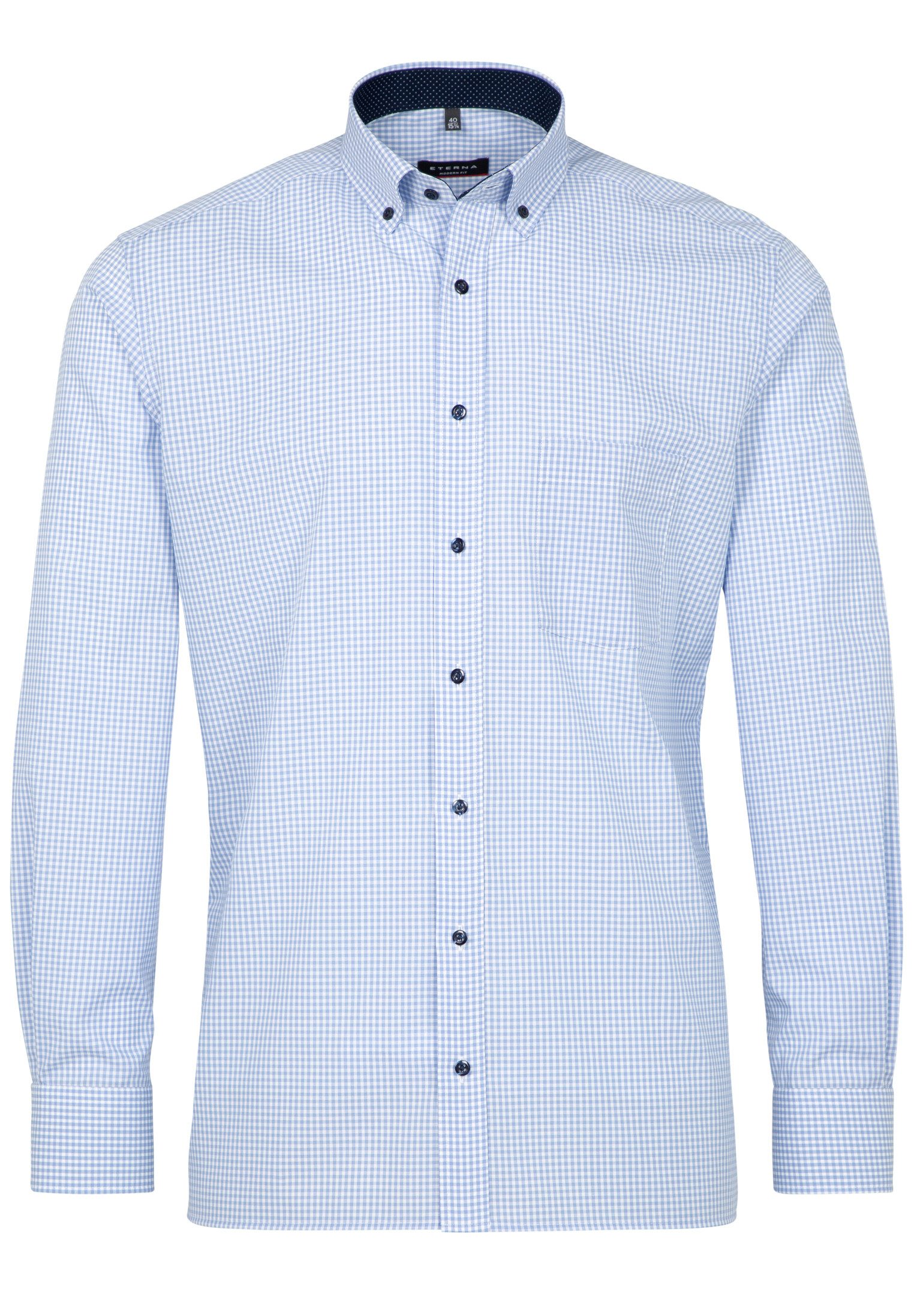 Eterna Langarmhemd 8913, Eterna Langarm Hemd Modern Fit Vichy Popeline Kari günstig online kaufen