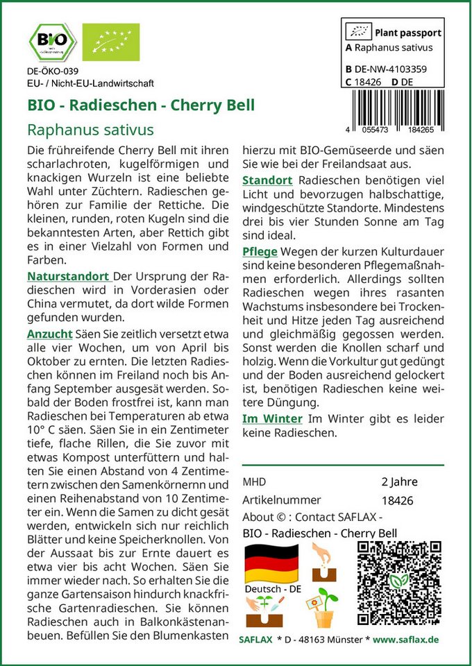 Thumbnail - SAFLAX Gemüsesamen SAFLAX - Samen - BIO - Radieschen - Cherry Bell