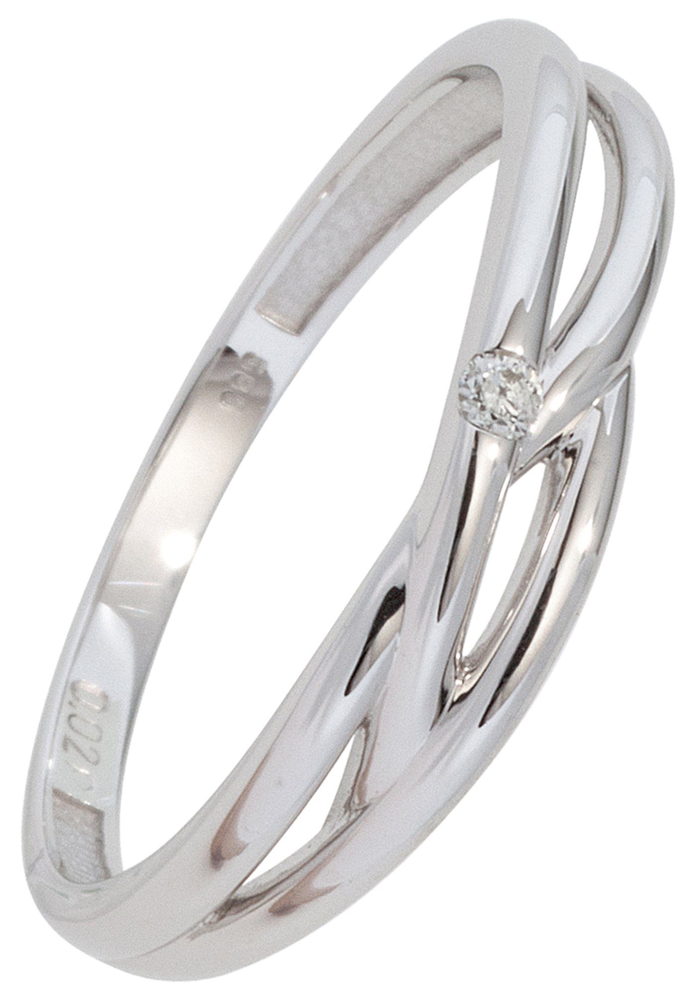 JOBO Solitärring Ring mit Diamant 0,02 ct., 585 Weißgold