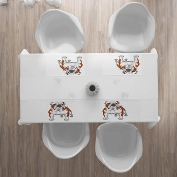 Platzset, Waschbare Stoff Esszimmer Küche Tischdekorations Digitaldruck, Abakuhaus, (4-teilig, 4 Teilig-St., Set aus 4x), Englische Bulldogge muskulöse Hund