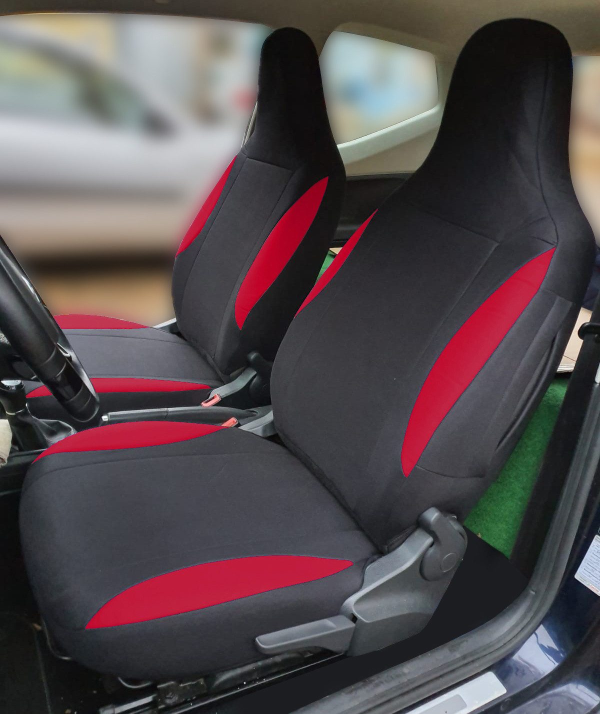 BREMER SITZBEZÜGE Autositzbezug für Renault Twingo 3 Bj ab 2014 (P102), Set, 2-tlg., Schonbezüge Sitzbezüge Fahrer und Beifahrer, in Schwarz/Rot