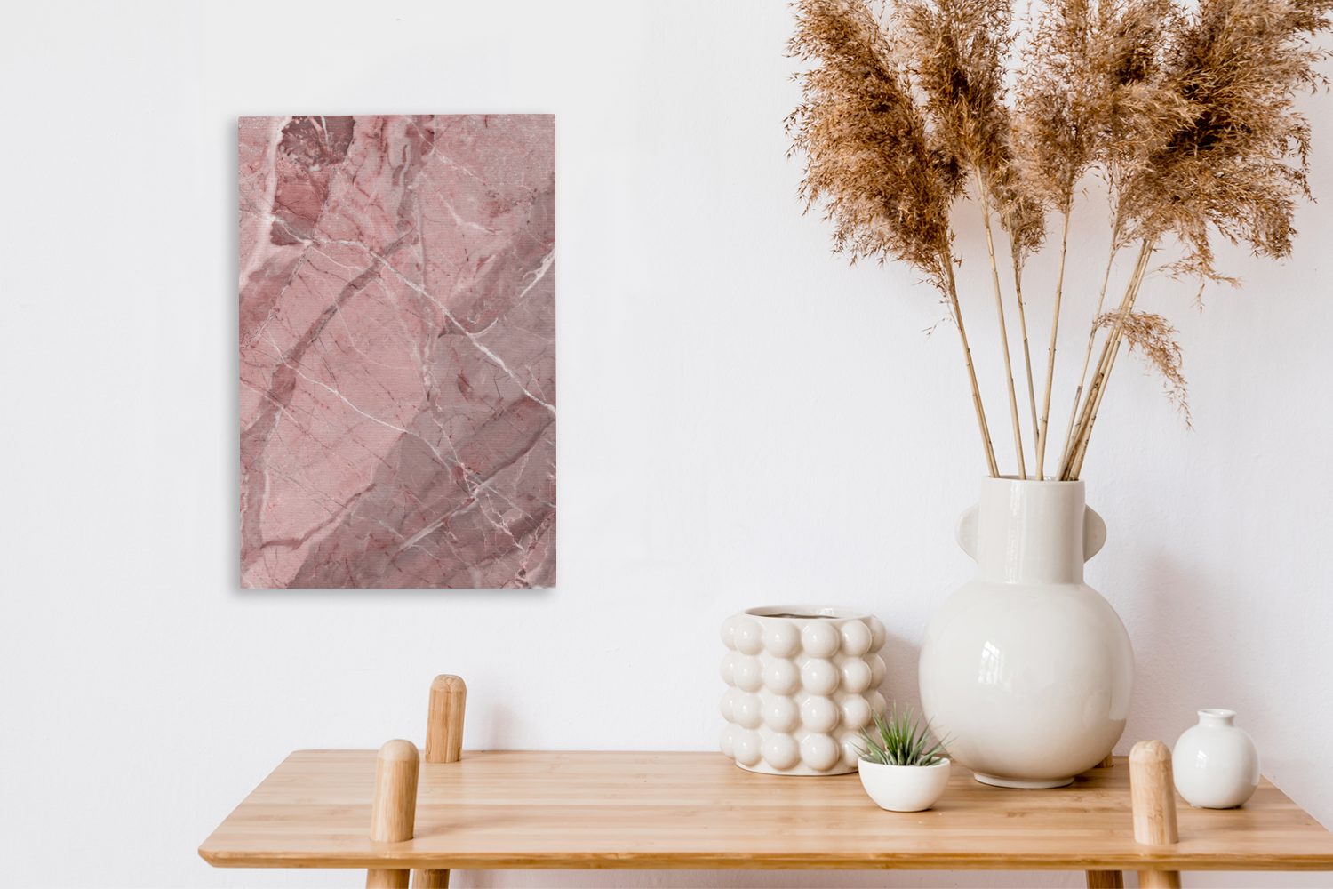OneMillionCanvasses® Leinwandbild bespannt Granit Zackenaufhänger, fertig cm - Kieselsteine, Leinwandbild inkl. St), 20x30 (1 - Rosa Gemälde