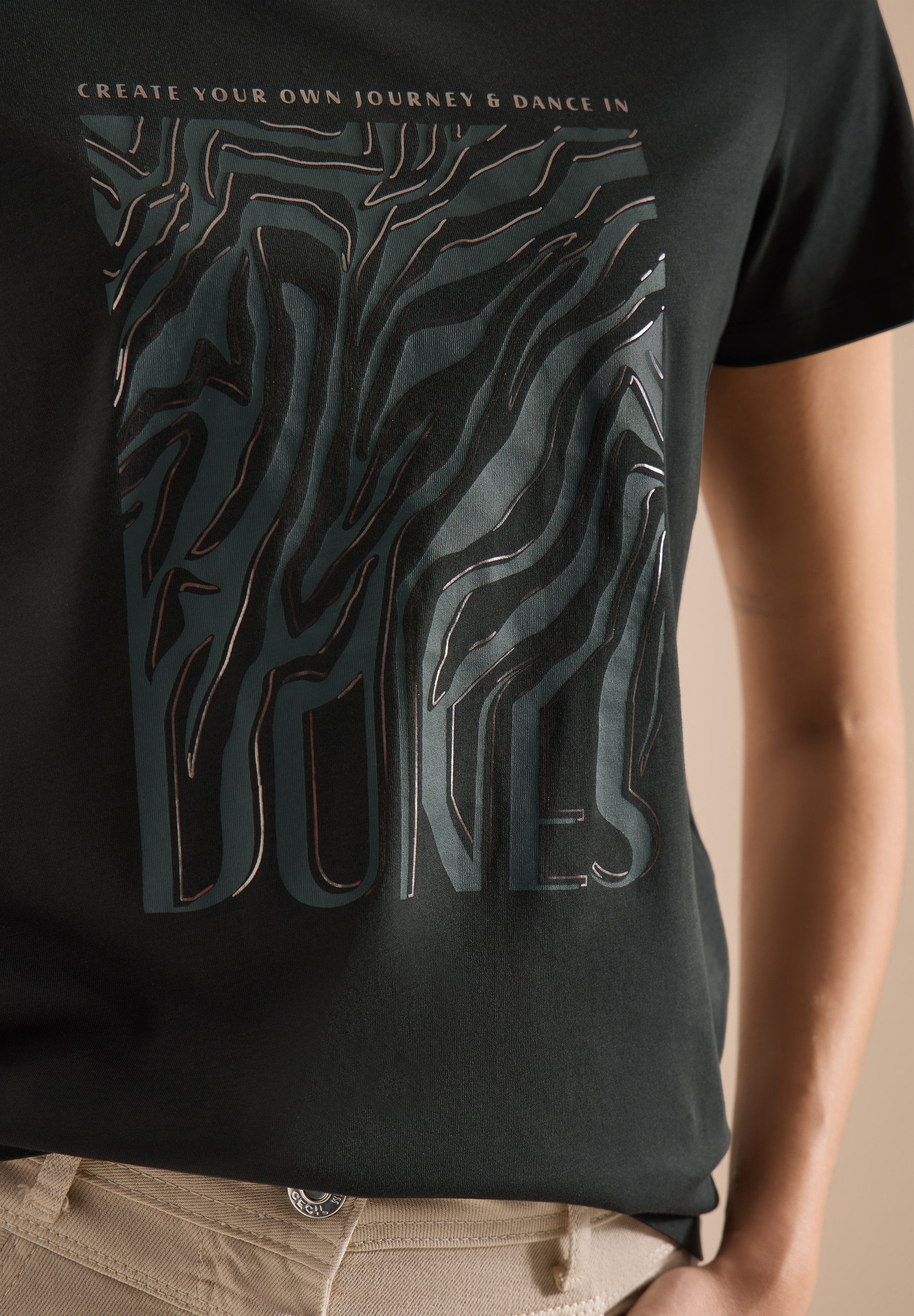 CECIL Kurzarmshirt Sommershirt mit Folienprint