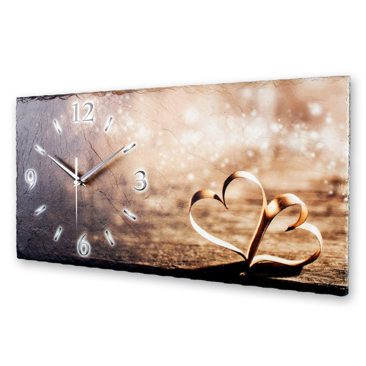 Kreative Feder Wanduhr Designer-Wanduhr aus Stein (Schiefer) mit flüsterlei günstig online kaufen