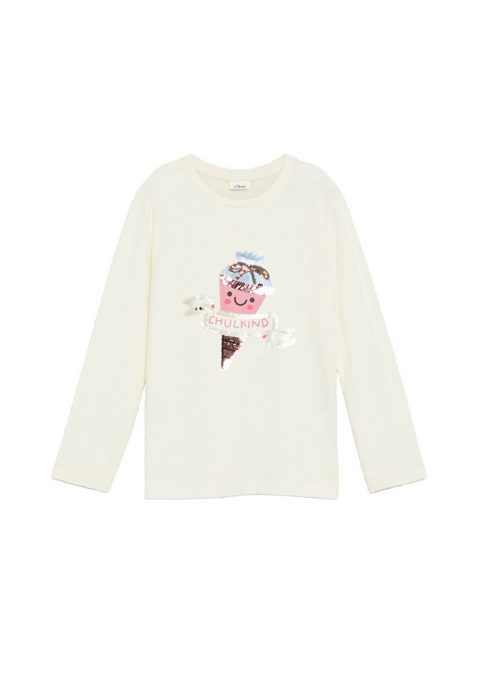 s.Oliver Junior Langarmshirt mit Pailletten-Print / für Girls