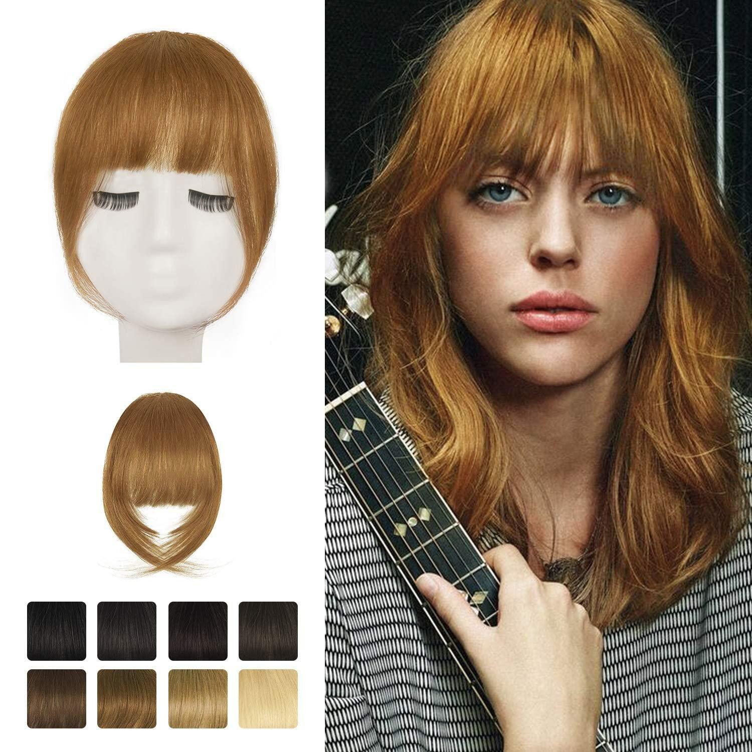 Echthaar-Extension Clip in Pony Echthaar Ingwer Blond Fringe Haarteil