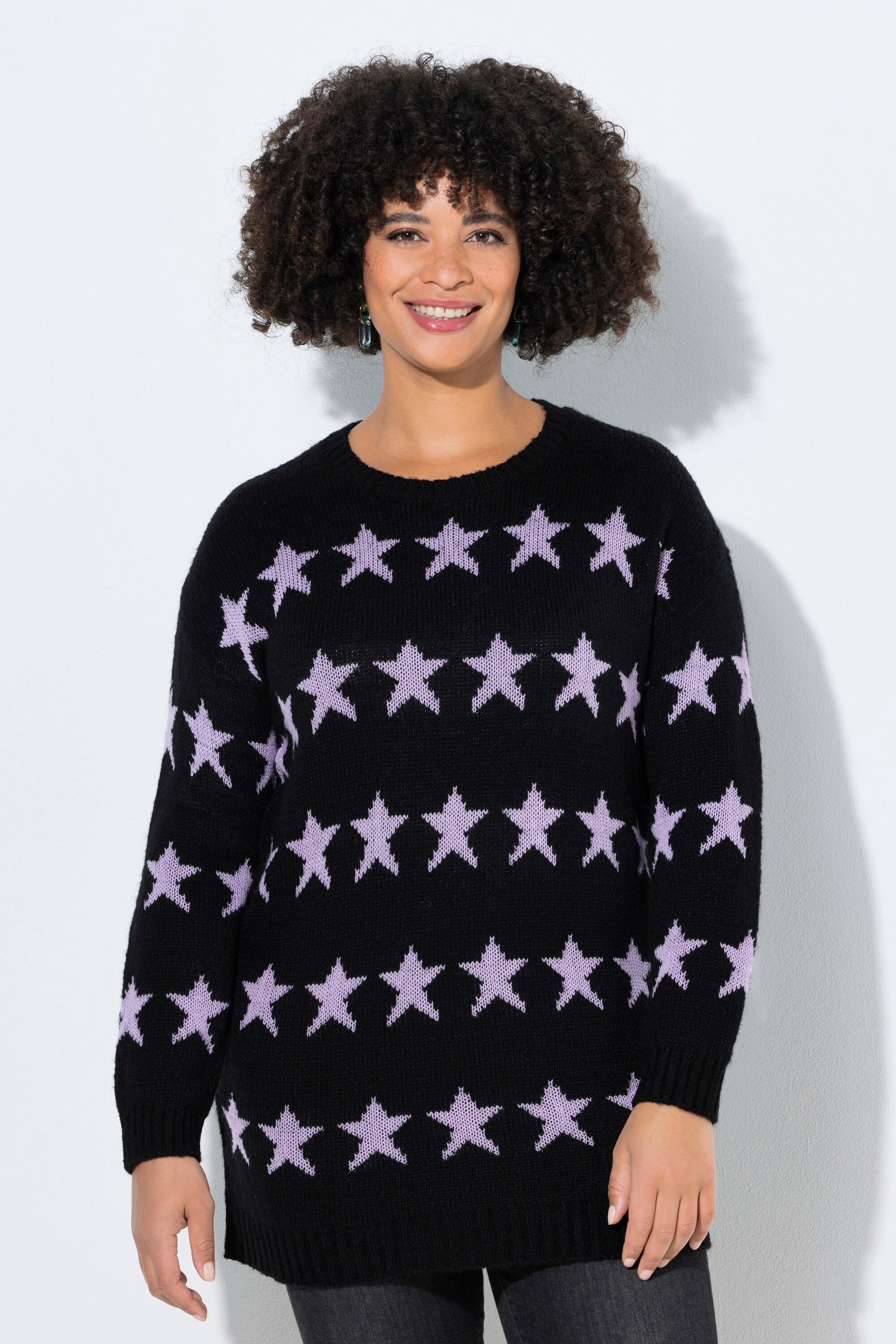 Angel of Style Strickpullover Long-Pullover oversized Sterne Ballon-Langarm günstig online kaufen