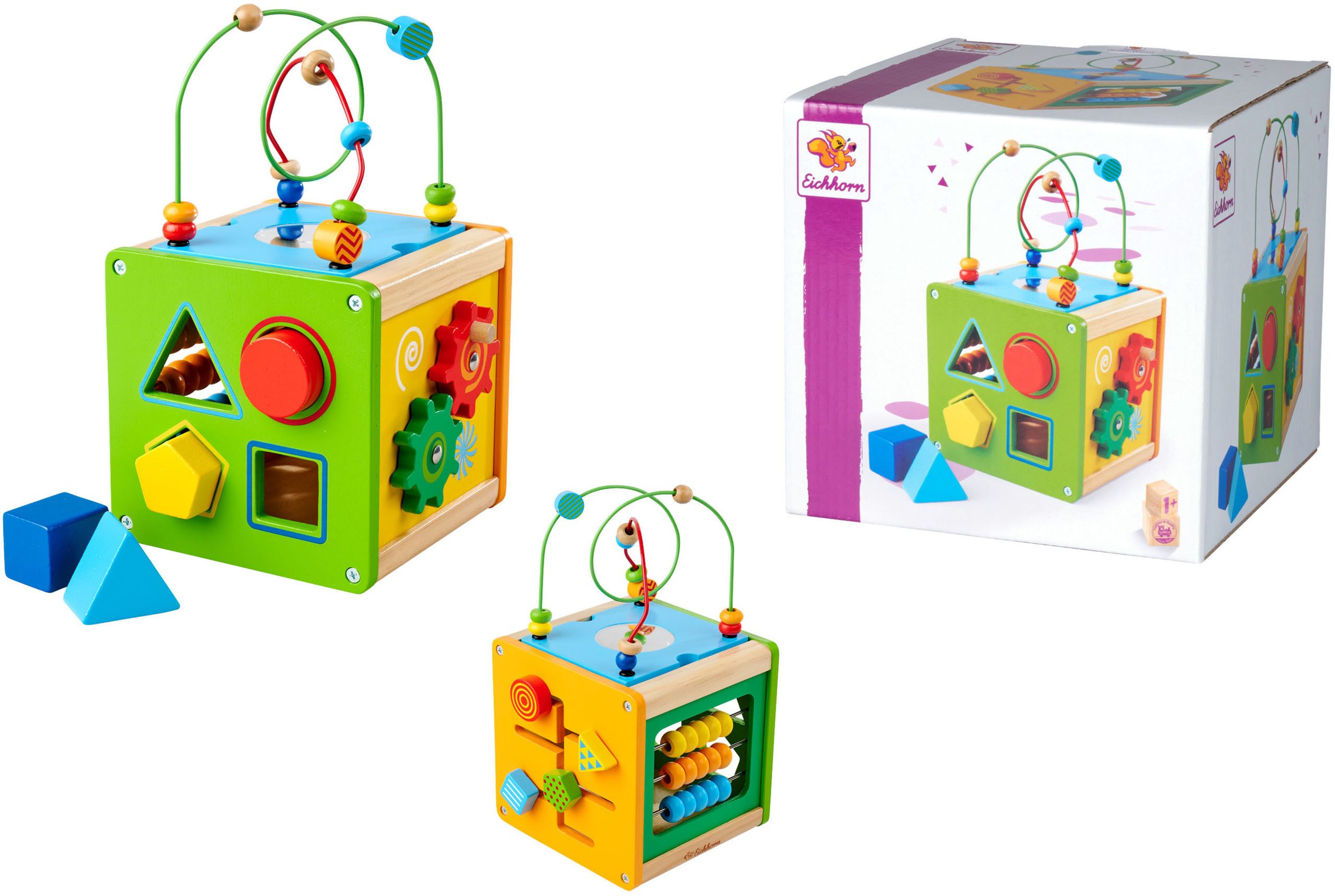 Eichhorn Motorikwürfel Kleiner Spiel- und Lernwürfel, mit abnehmbarer Motorikschleife