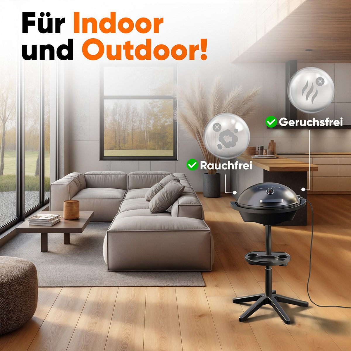 ProfiCook Elektro-Standgrill PC-BQS 1303, Elektrogrill, Indoor & Outdoor, 2400W Power