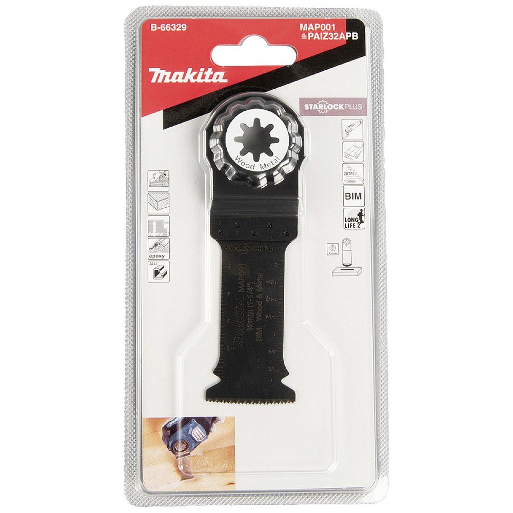 Makita Elektro-Multifunktionswerkzeug Makita B-66329 Bimetall Tauchsägeblatt 32 mm 1 St.