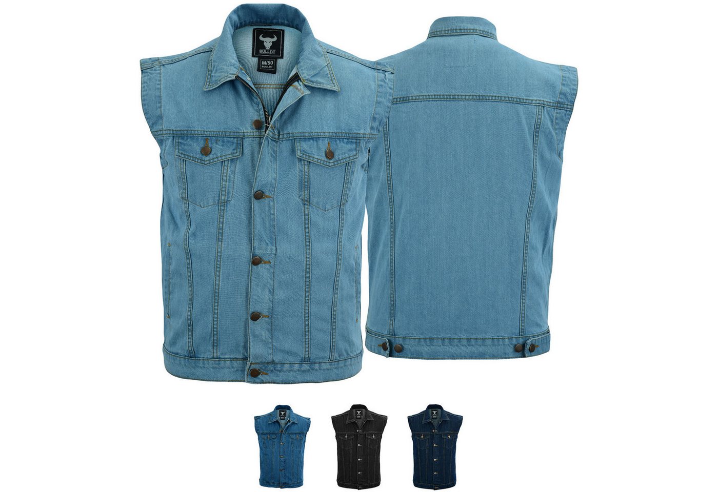 BULLDT Motorradweste BLD698 Jeansweste Biker Kutte Denimweste Bikerweste Motorradweste Weste