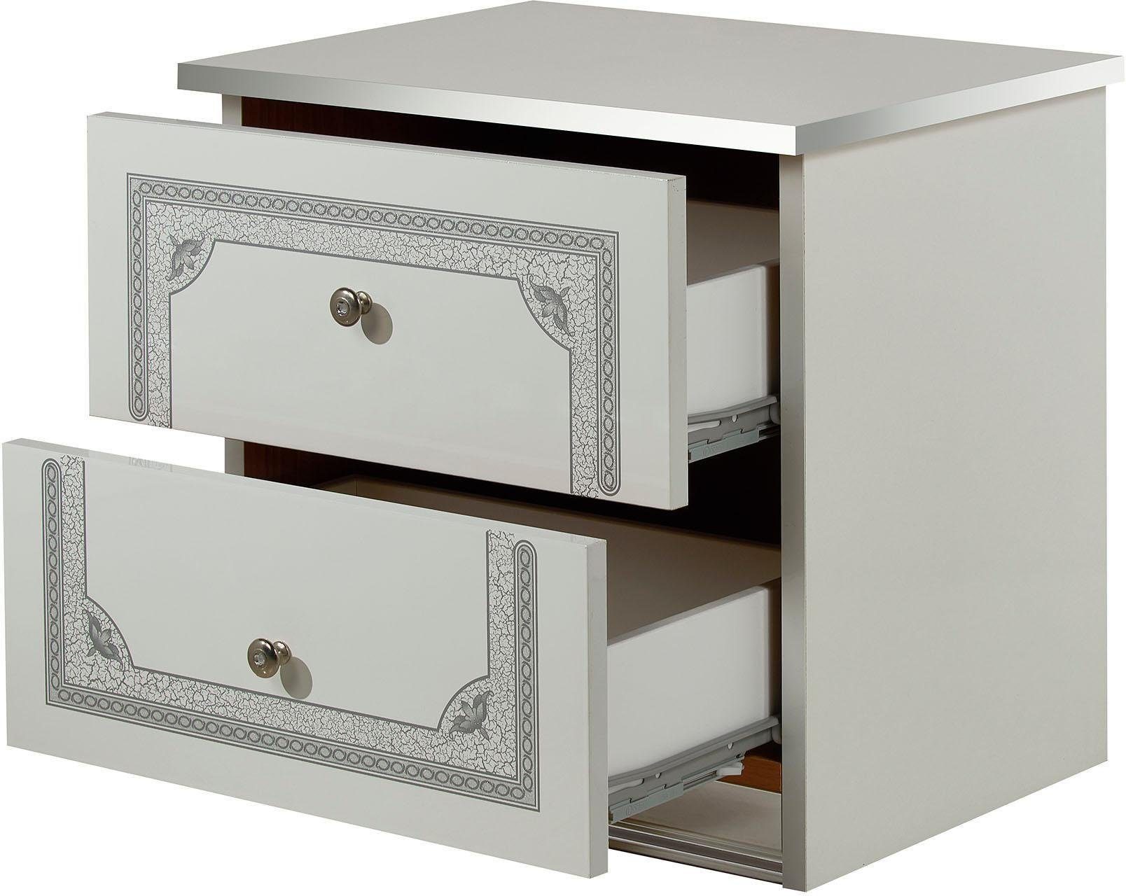 INOSIGN Kommode Greta, aus FSC-zertifiziertem Holzwerkstoff mit Dekor im Klassikstil (Maße (B/T/H): 50/38,5/49 cm), mit 2 Schubladen, soft-close-Funktion, Made in Italy