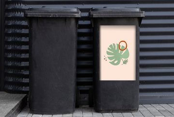 MuchoWow Wandsticker Blatt - Pflanzen - Pastell (1 St), Mülleimer-aufkleber, Mülltonne, Sticker, Container, Abfalbehälter