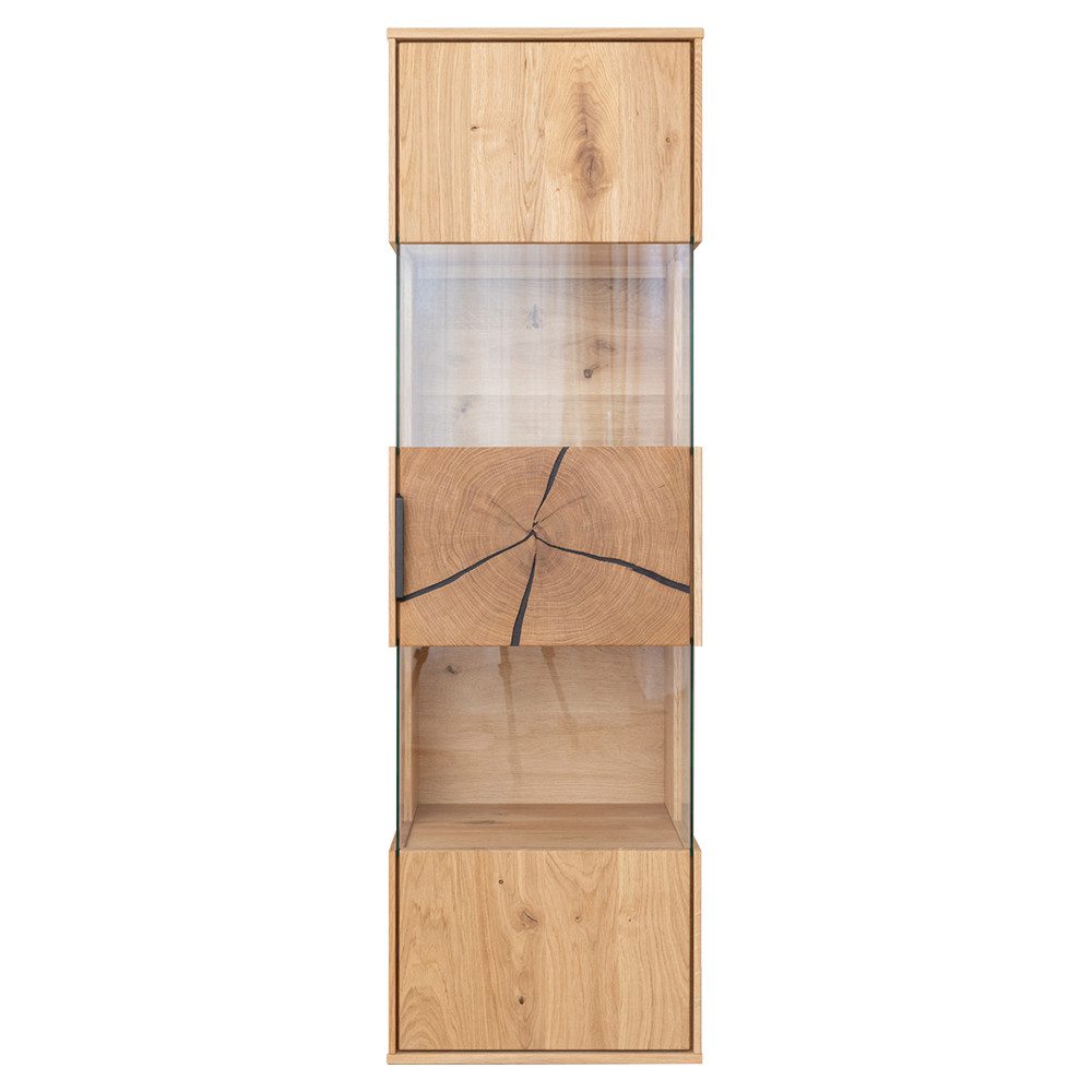 Lomadox Hängevitrine TIVAT-163 Eiche massiv geölt, 43 cm breit, inkl. LED-Beleuchtung