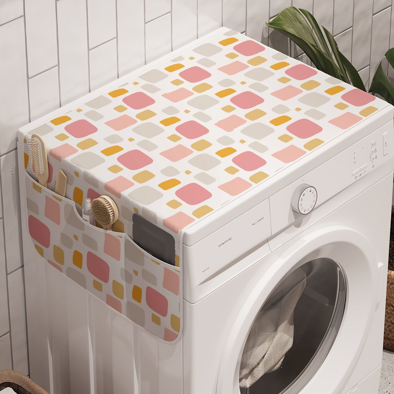 Pastellton für Anti-Rutsch-Stoffabdeckung Waschmaschine Abakuhaus Badorganizer Trockner, und Abstrakt Formen Flüchtige