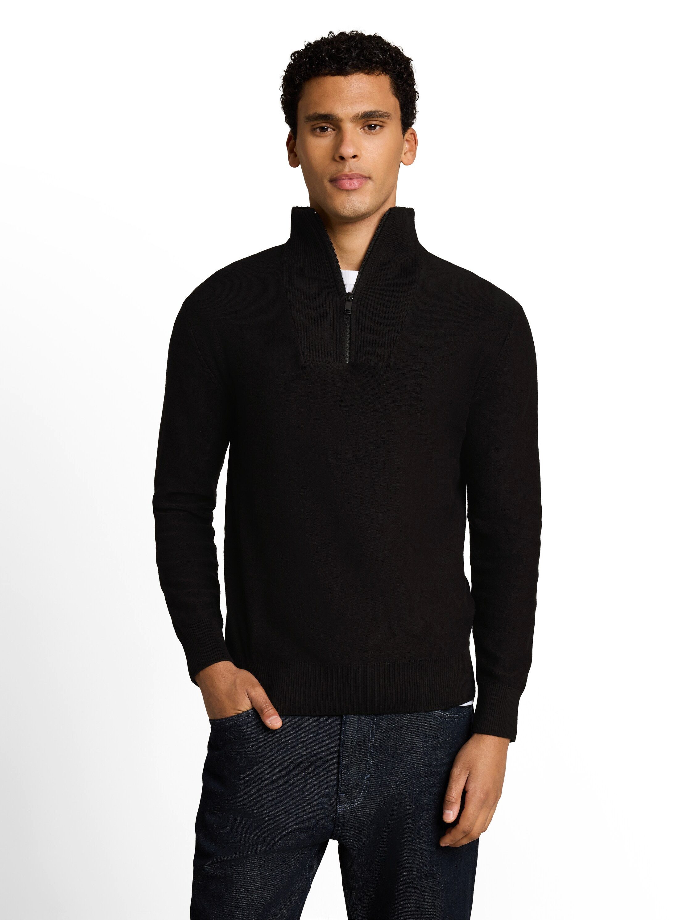 TOM TAILOR Denim Strickpullover mit Rippbündchen