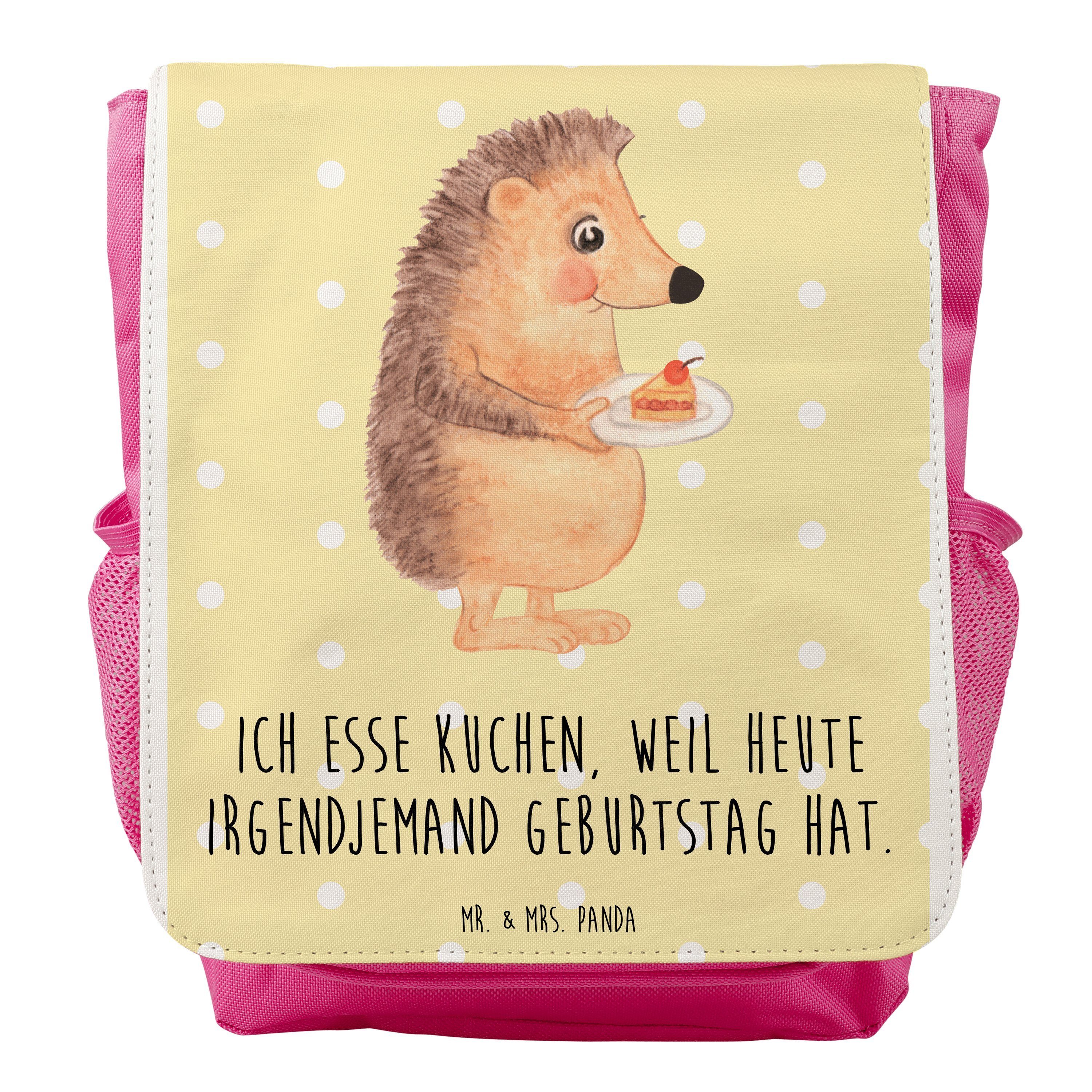 Mr. & Mrs. Panda Kinderrucksack Igel mit Kuchenstück - Gelb Pastell - Geschenk, Einladung Party, Ruck