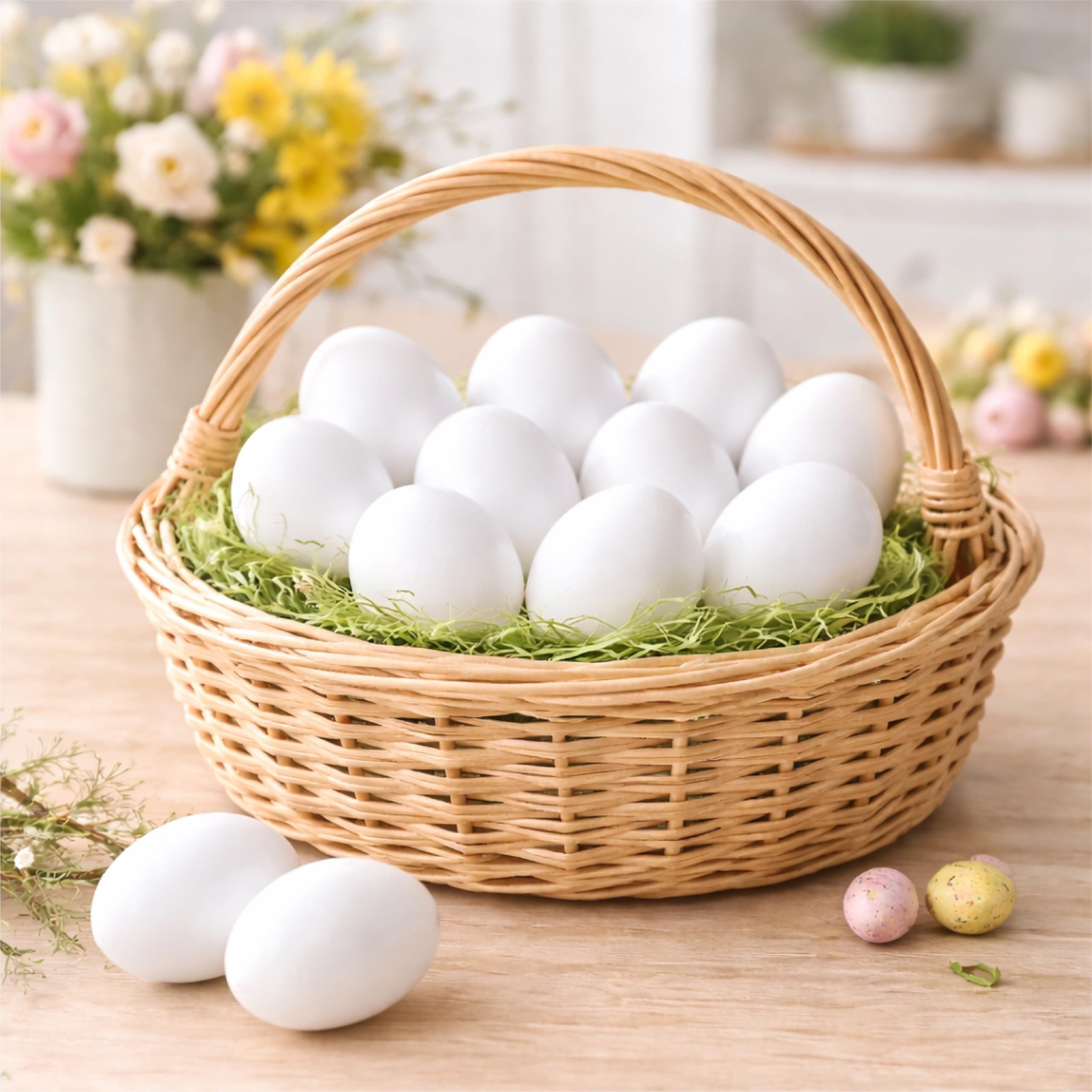 HaushaltO Osterei 50x Plastikeier 6 cm Weiß – Dekoeier für Ostern und Dekoration (Set, 50 St., 50er Set)