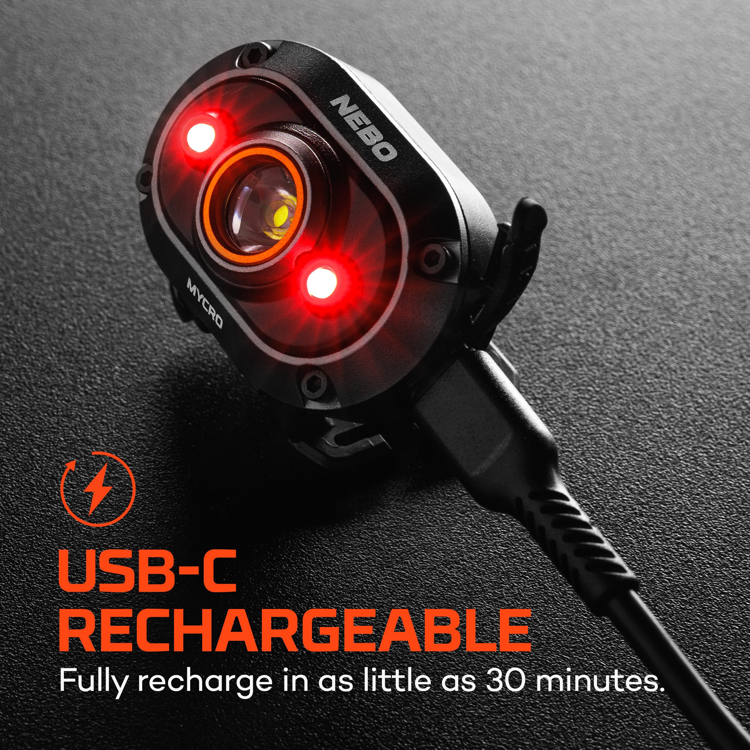 NEBO LED Taschenlampe Nebo MYCRO 450+ (Set, 3-St., Stirnlampe inkl. Ladekabel, Strinband)