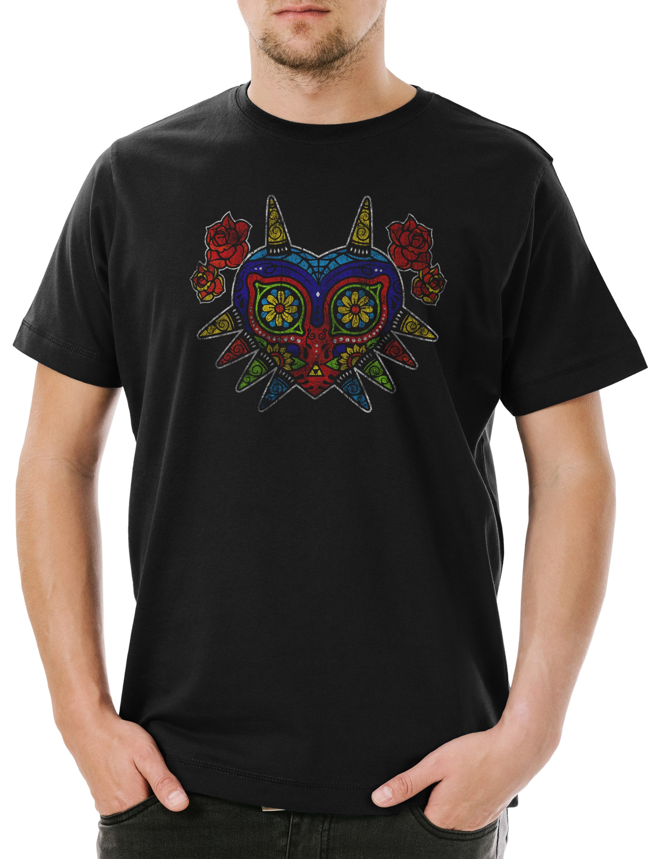 Print-Shirt Mexican Majora's Mask Herren T-Shirt Horror Kid Zelda Game Kult Nerd