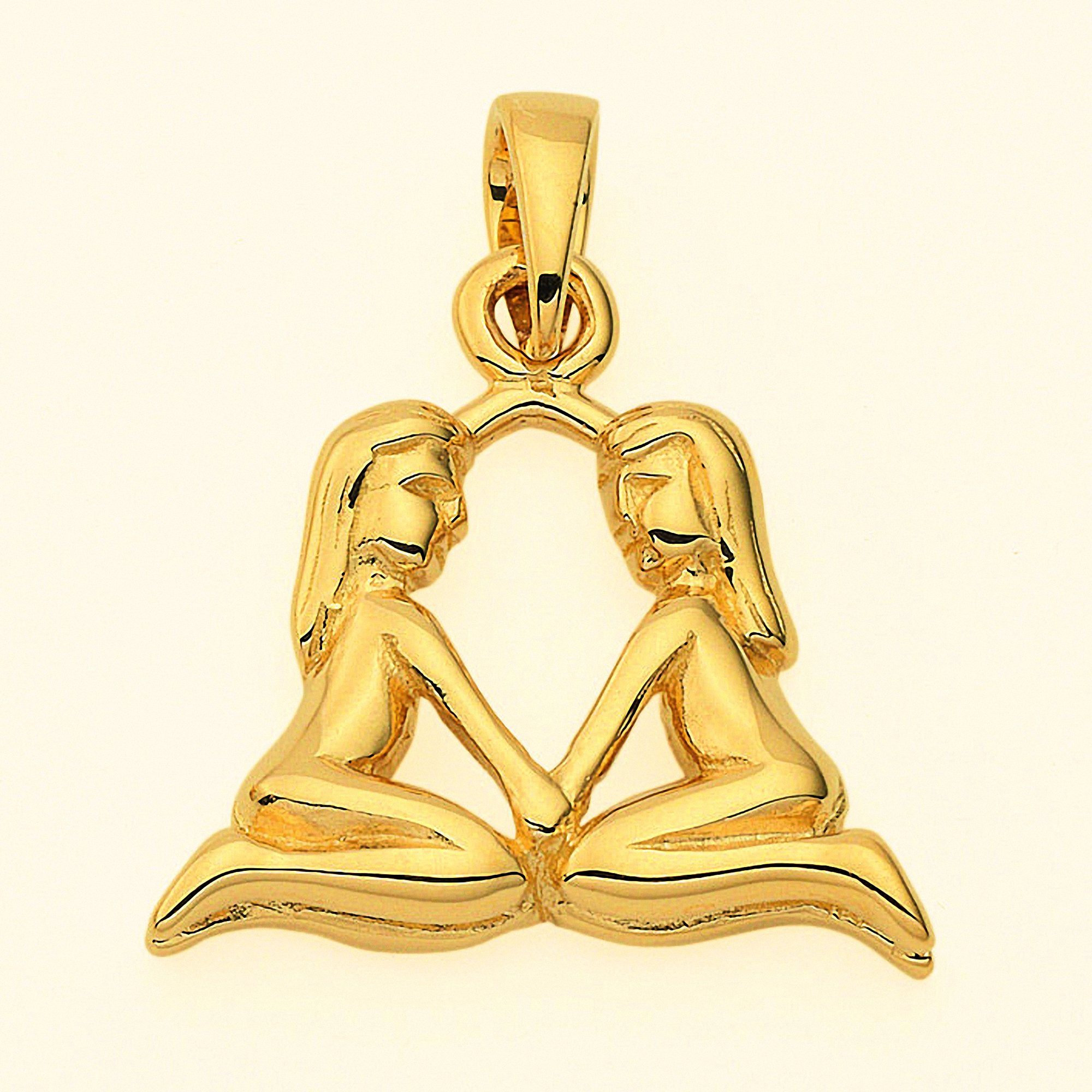 Adelia´s Kette mit Anhänger Zwilling, Halskette Gold Schmuckset Set mit Sternzeichen Anhänger 585 