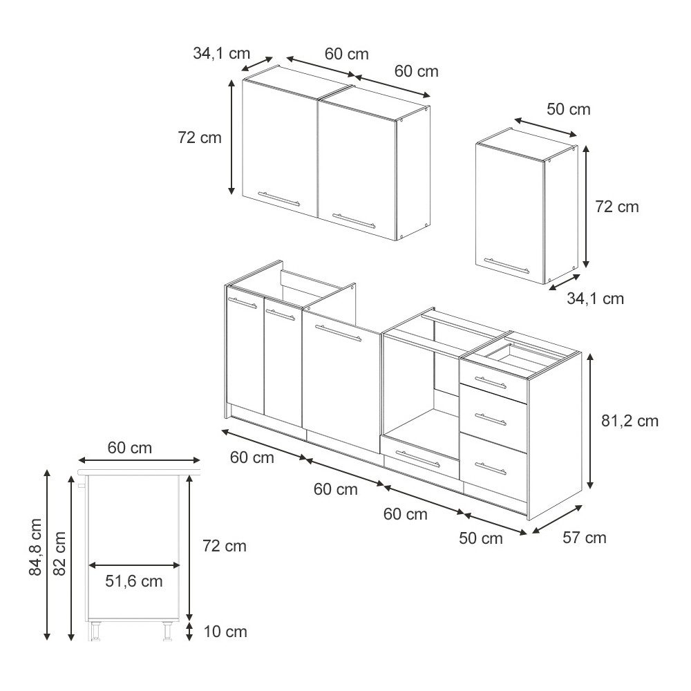 Vicco Küchenzeile Fame-Line, Dunkelblau Hochglanz/Goldkraft Eiche, 230 cm, AP Marmor