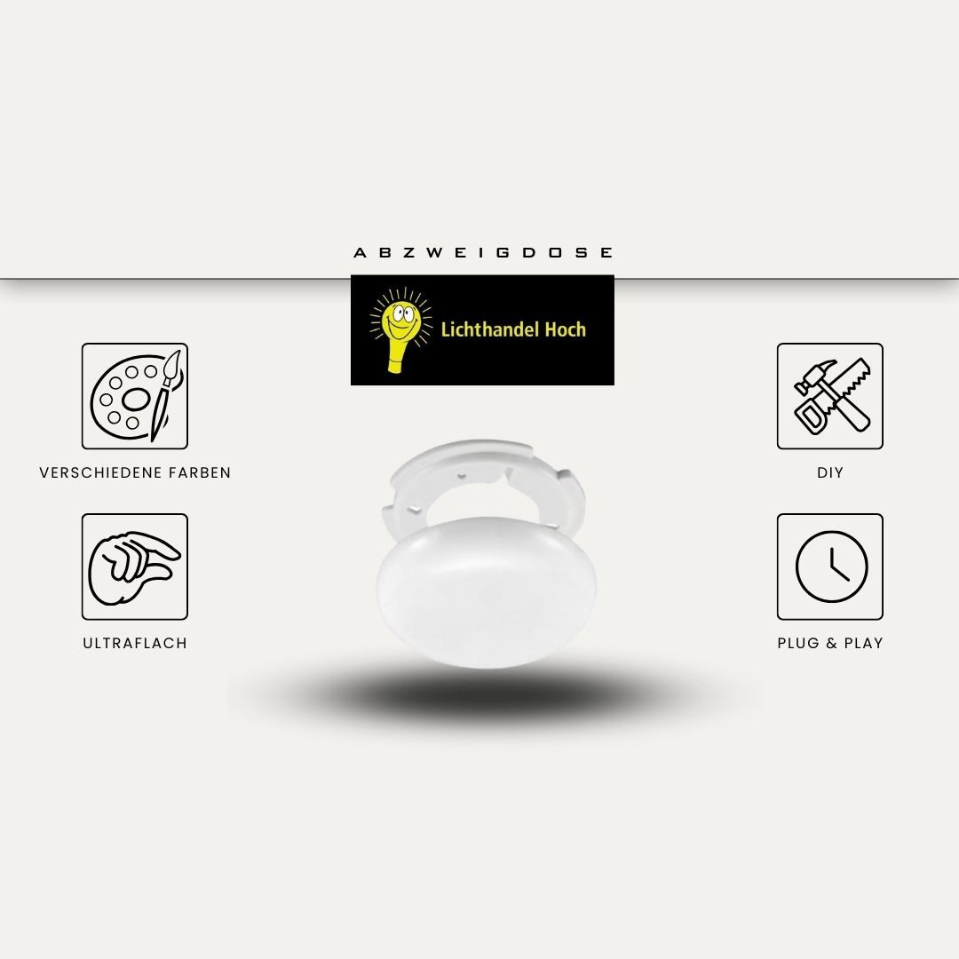 Lichthandel Hoch Lampen-Verteiler Verteilerdose Aufputz Verteilerdose Deckendose Baldachin Deckenrosette, Diese Abbdeckdose, verdeckt den Deckenauslass für die Zuleitung.