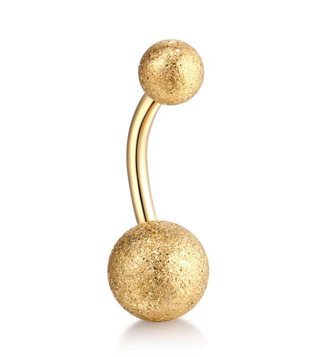 Karisma Schmuck Bauchnabelpiercing Chirurgenstahl Bananabell Sandgestrahlt 2 Kugeln Matt/Diamant-Optik, Frauenschmuck