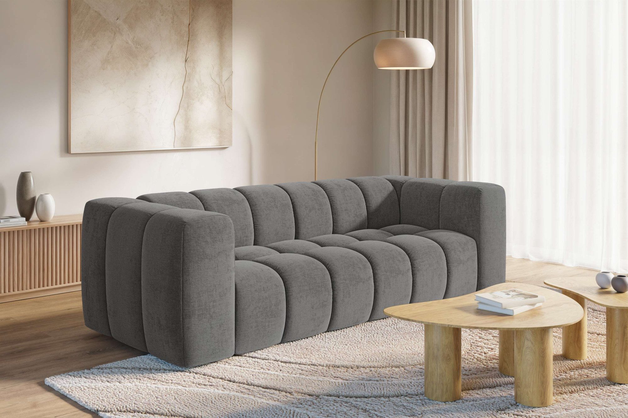 homsy by Ana Johnson Big-Sofa BOUBELLE Design-Sofa mit Steppung, Bubble-Optik, Breite 246 cm, 4-Sitzer mit Wellenunterfederung, gemütlich und modern, Sitzkomfort