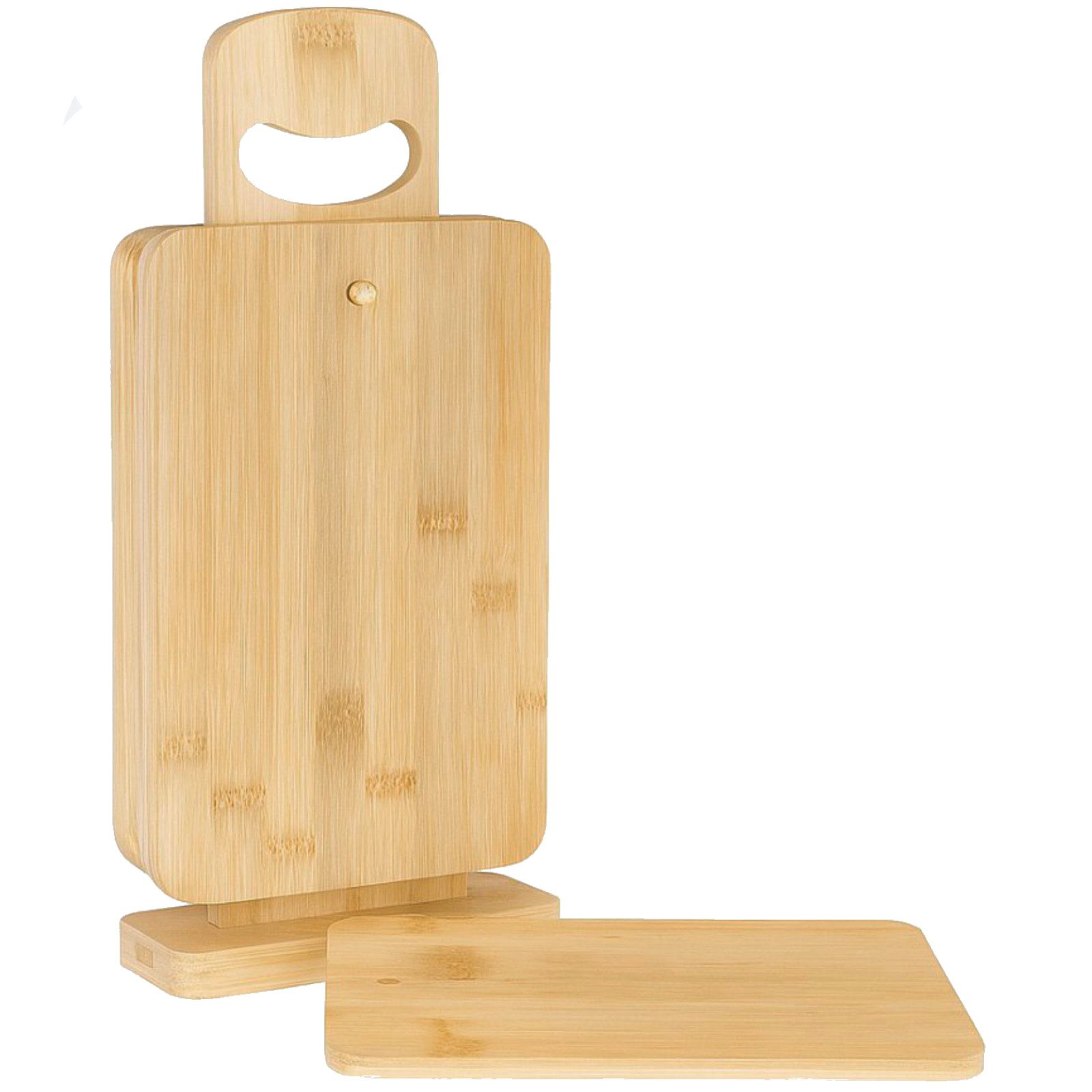 Koopman Frühstücksbrett Bambus Natur 7 Tlg., Holz, (Set, 7-St., Packung), 7 Tlg., Selbststehend, Metall & Holz, Hellbraun, Tragegriff – Bild 3 von 4