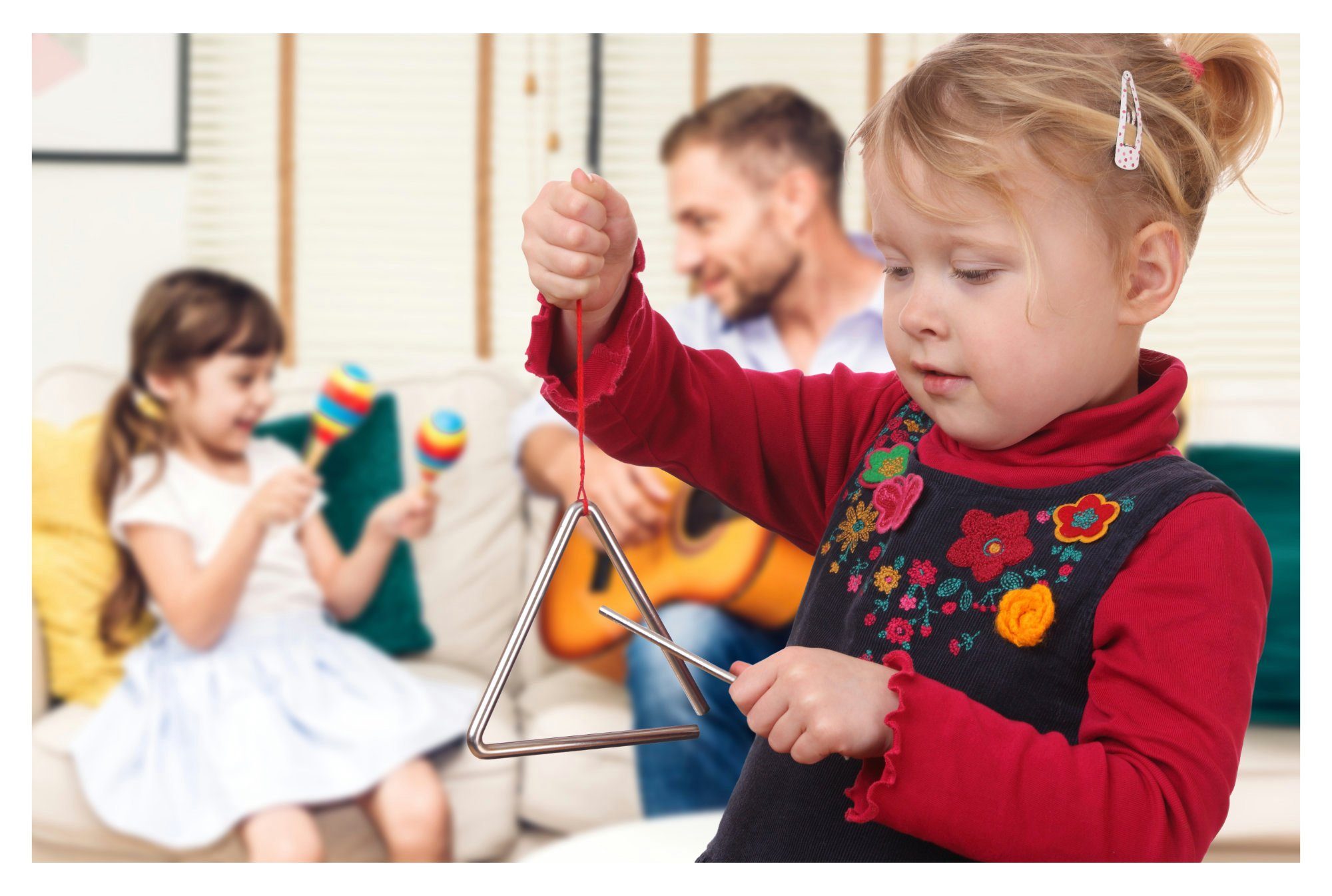 Classic Cantabile Triangel mit Schlägel - Schlaginstrument mit 10cm (4), 10-St., 5 Stück im Spar-Set, Triangle aus Stahl für Kinder und Musikalische Früherziehung