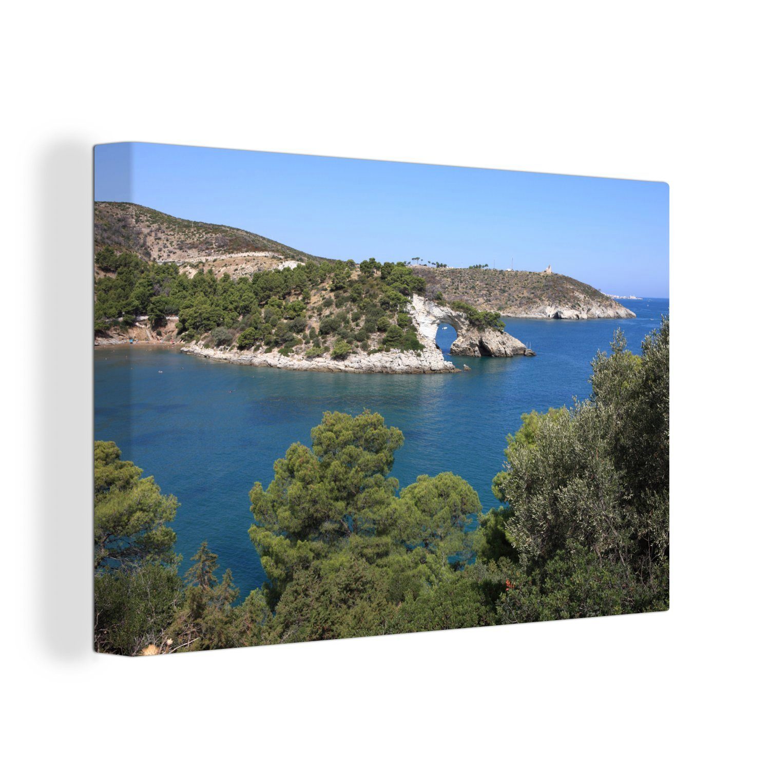 30x20 cm Nationalparks Wandbild OneMillionCanvasses® (1 St), Leinwandbild Leinwandbilder, Aufhängefertig, Die des Gargano, Natur Wanddeko, italienischen