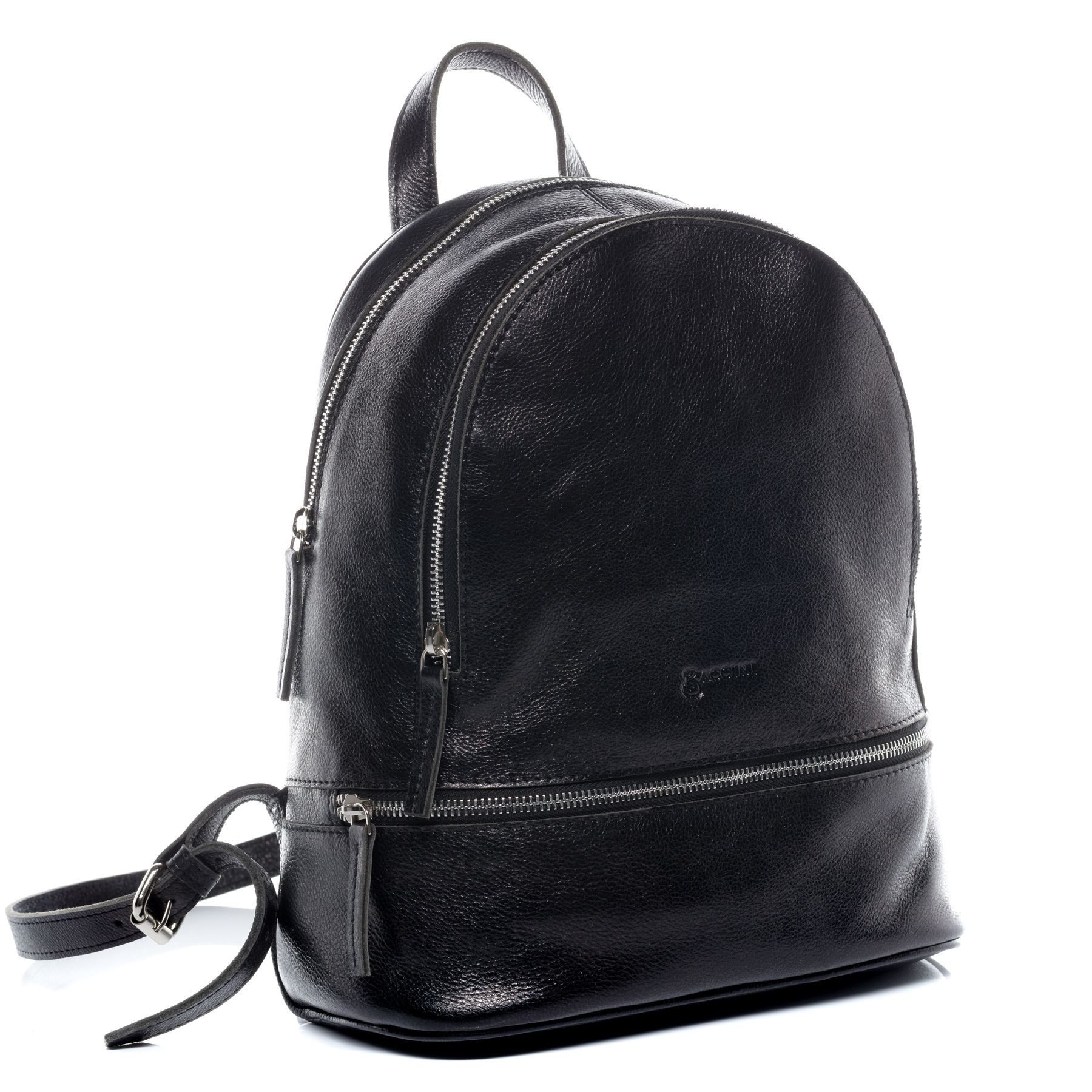 BACCINI Rucksack echt Leder Rucksack groß schwarz-schwarz, Cityrucksack Echtleder, Leder-Rucksack Daypack Damen schwarz