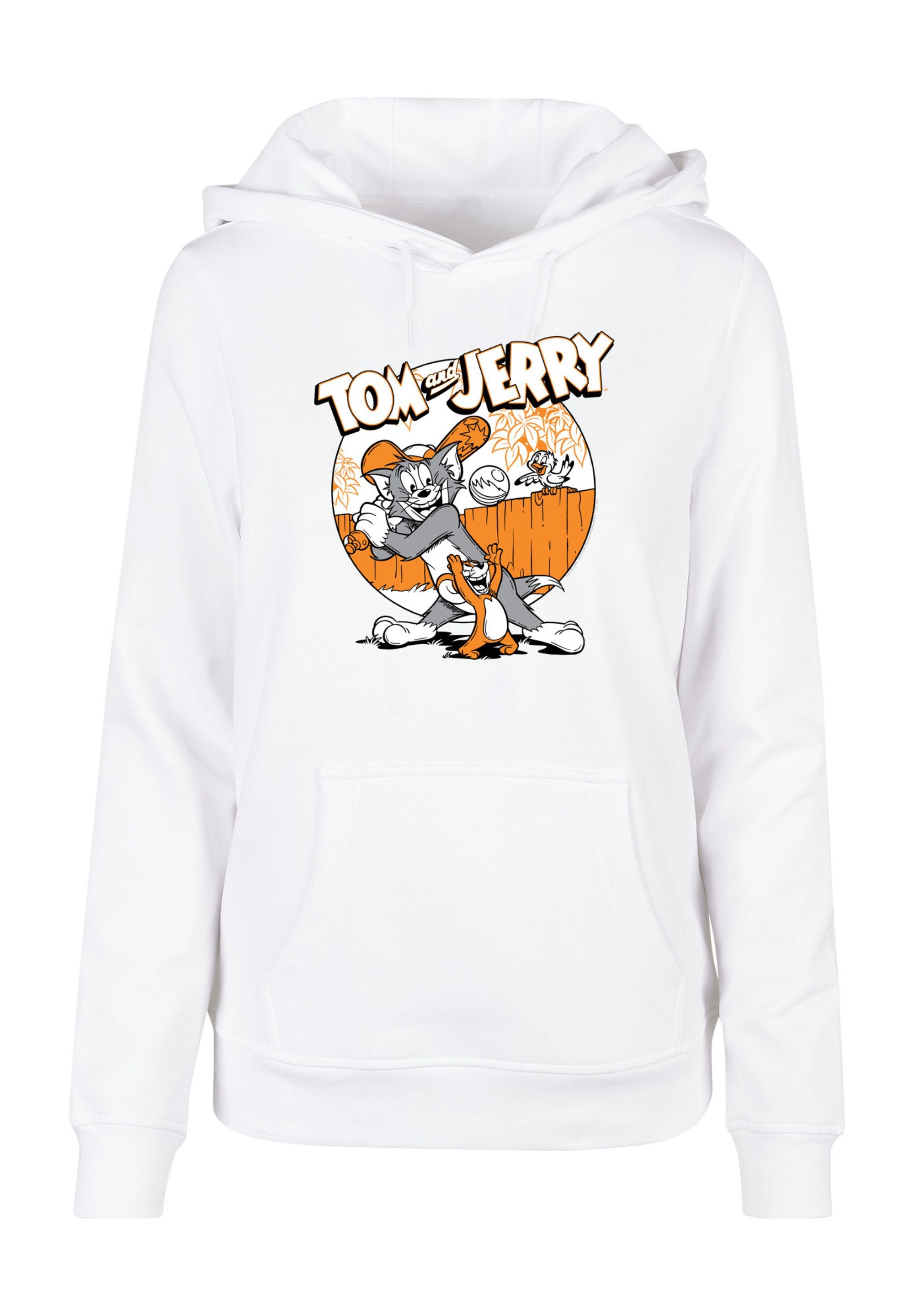 white with Kapuzenpullover Hoody (1-tlg) Jerry F4NT4STIC And Tom Play Damen Ladies Baseball Basic