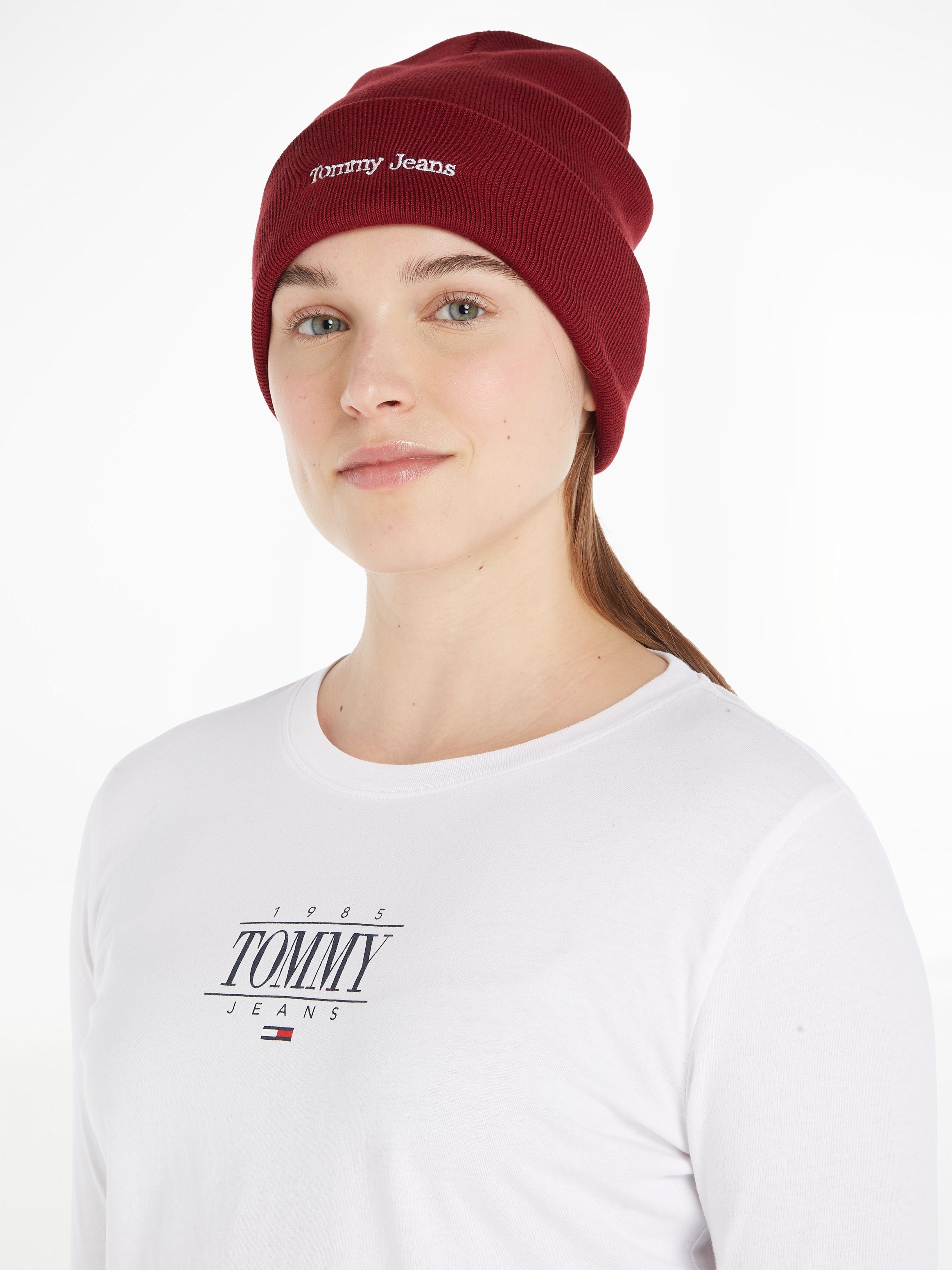 SPORT Jeans Tommy BEANIE Logo- TJW Beanie Rippstrick aus Beanie