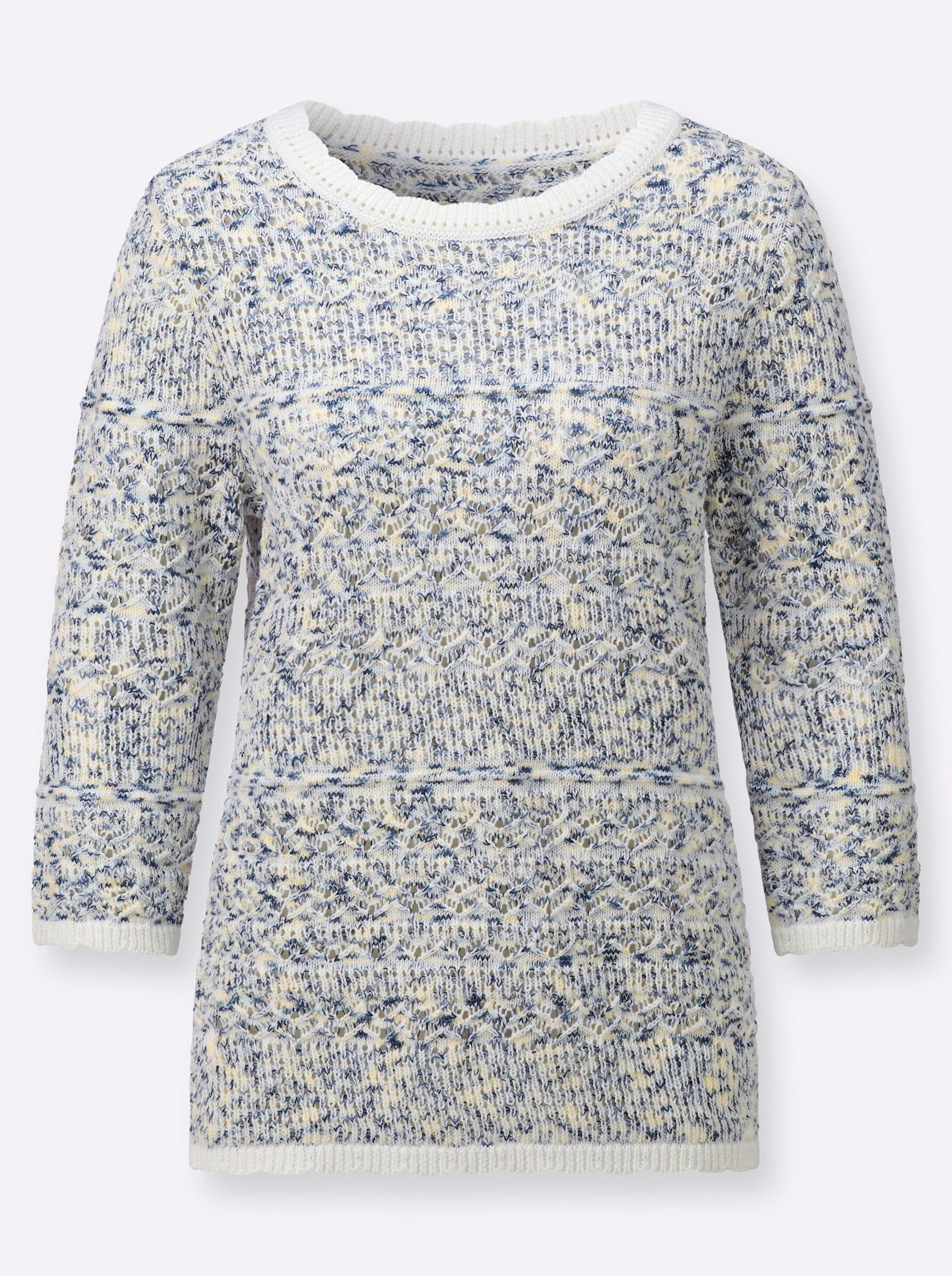 Strickpullover Ajour-Pullover 3/4-Arm