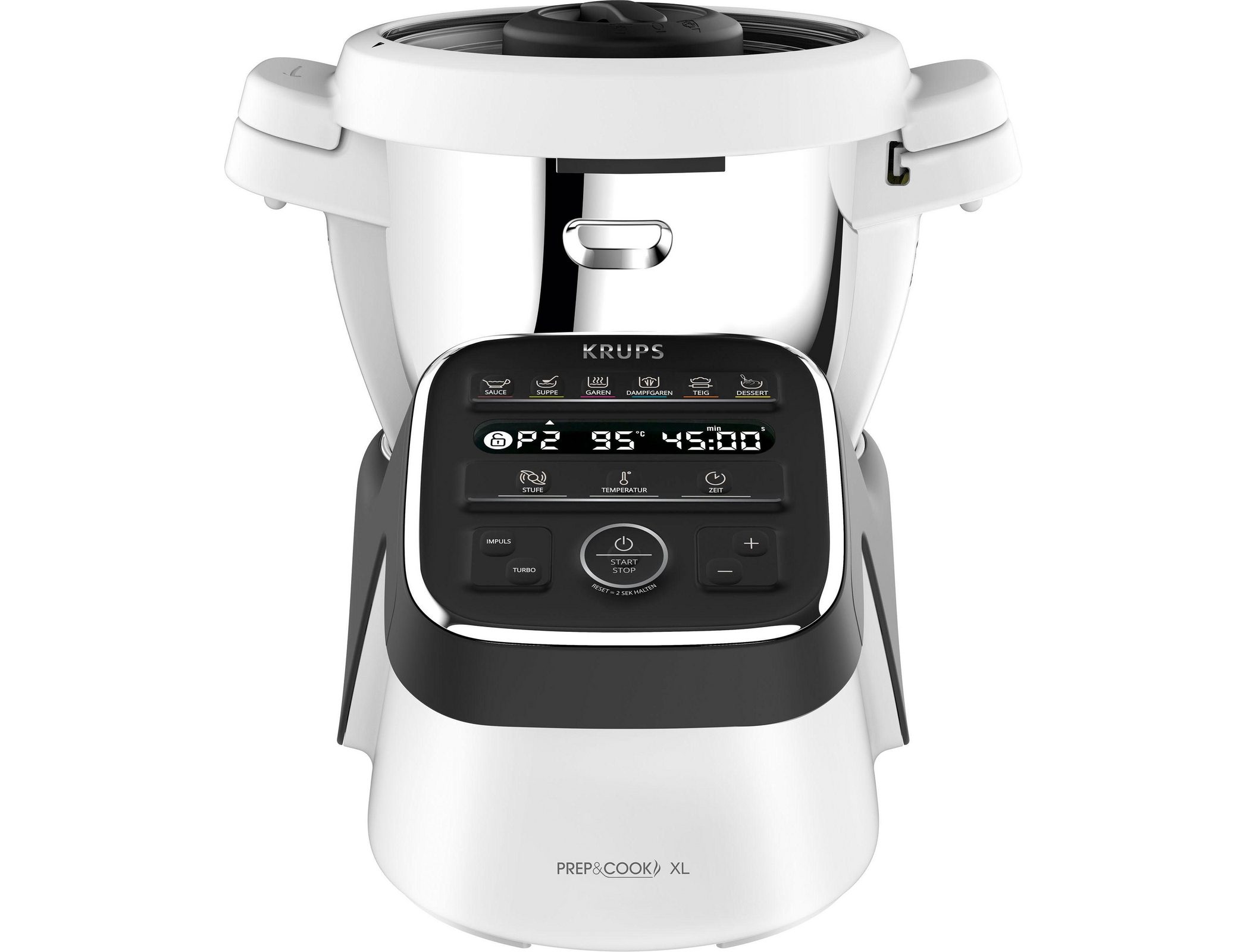 Ansicht der Anzeige und der Bedienelemente des Krups Prep and Cook XL