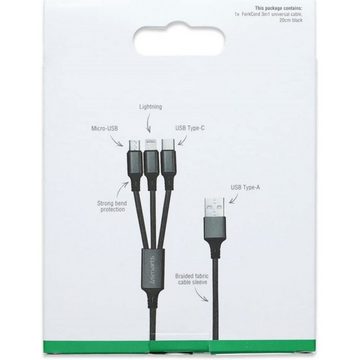 4smarts 4Smarts - 3in1 Kabel ForkCord 20 cm - Ladekabel - schwarz USB-Kabel