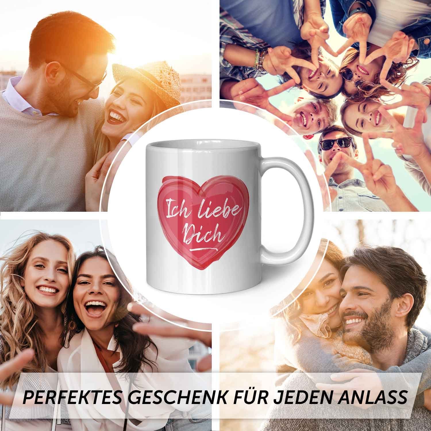 GRAVURZEILE Tasse mit Spruch - Ich liebe dich - Geschenk für Paare & Verliebte, Keramik, Farbe: Weiß