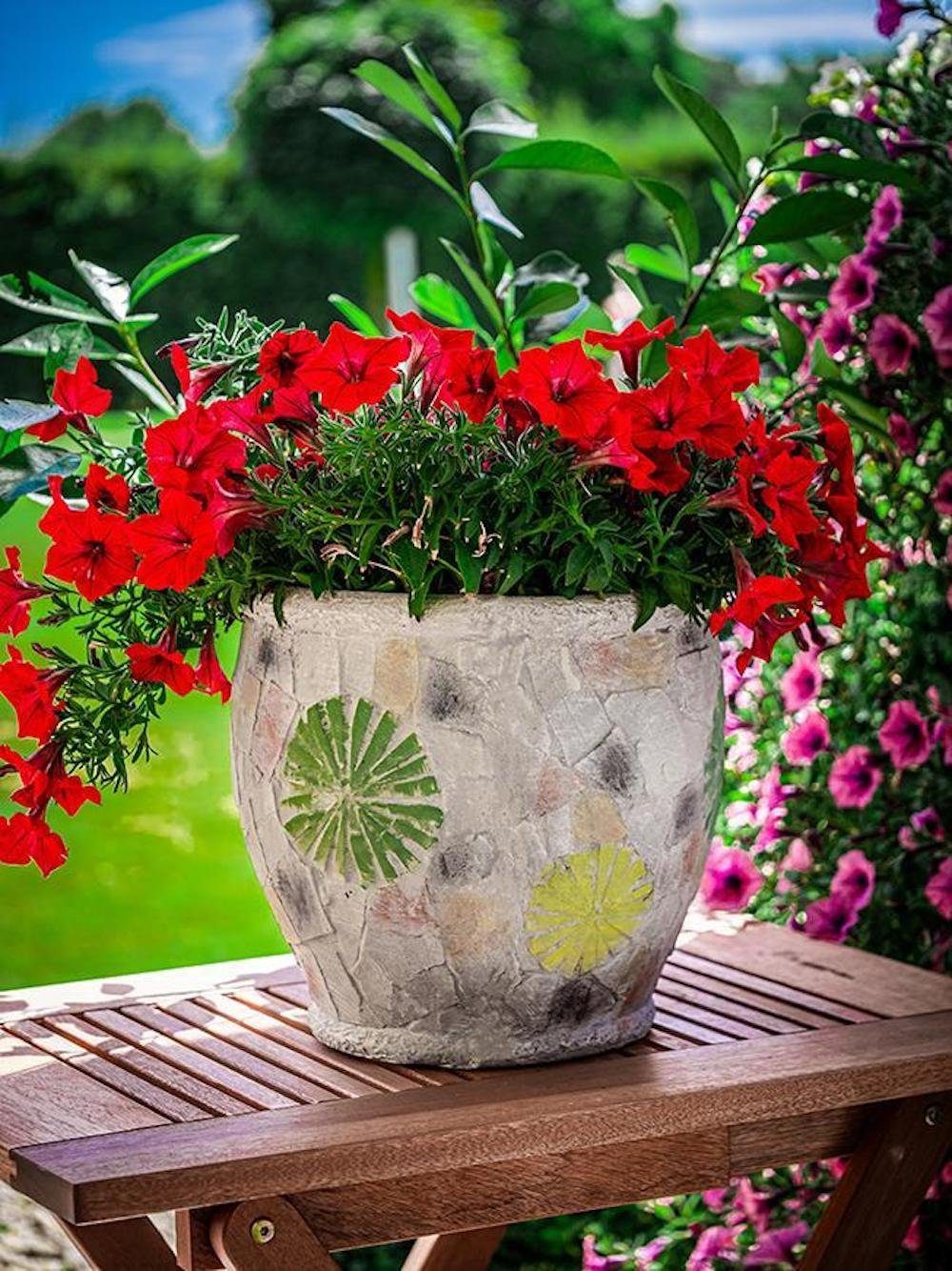 PROREGAL® Blumentopf Blütentopf mit Mosaik, Keramik, 27,5x27,5x25cm | Pflanzkübel